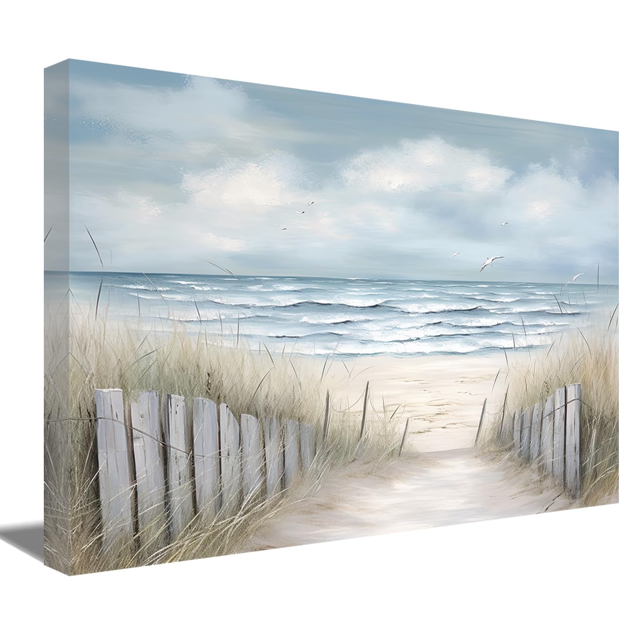 LMYSXAOZ Beach Canvas Wall Art Abstract Coastal Seascape Painting Prints Sea Grass Path Artwork Seaside Poster for Home Decor (Beach-D,28.00" x 42.00")