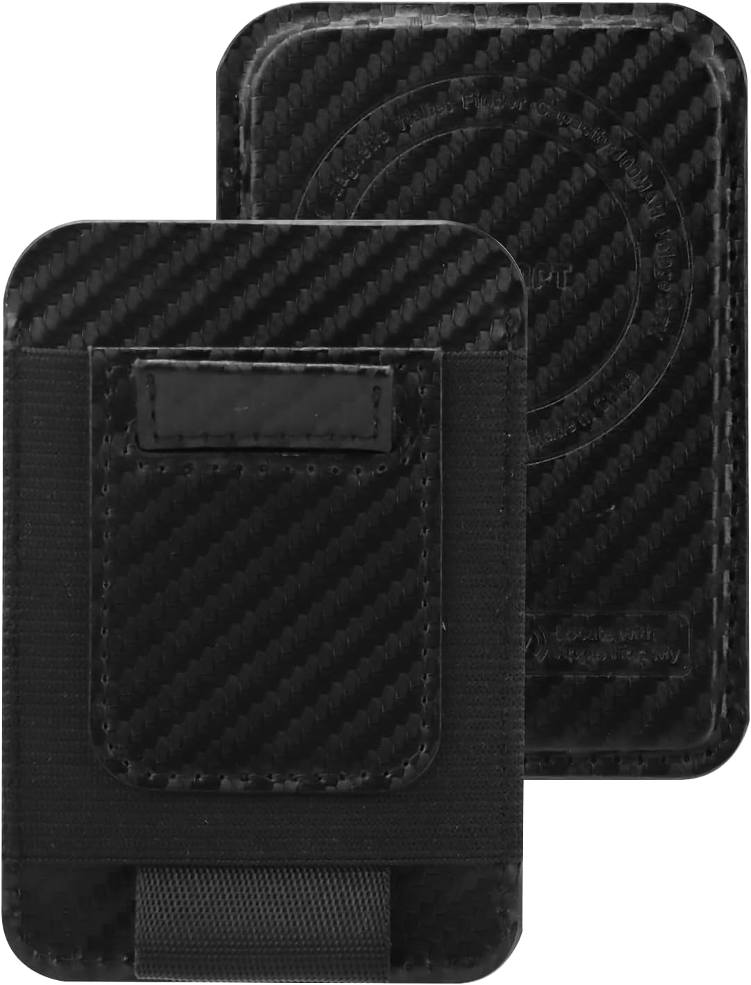 for MagSafe Wallet Works with Apple Find My, 5-Card RFID Holder with Pop-Up Strap, Strong Magnetic Wallet for iPhone 17/16/15/14/13/12 Pro Max Air Plus, Wireless Charging, Black Carbon Fiber