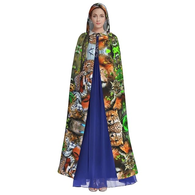 Foto 2 de 7 de FAIRAH Capa con capucha para Halloween con estampado de leopardo y mariposa de león
