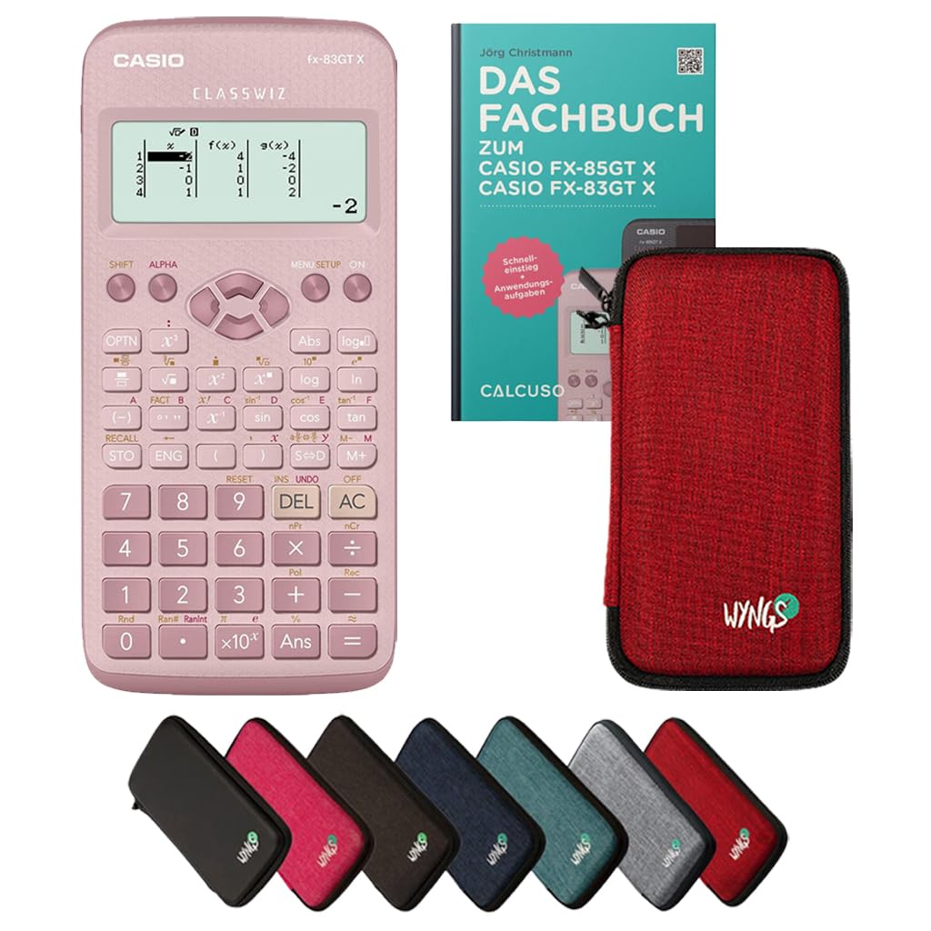 Casio fx-83GT X Incl. Funda Protectora Rojo y Libro especializado (64 páginas, DIN A5) – Calculadora científica – Smart Set (Alemán)