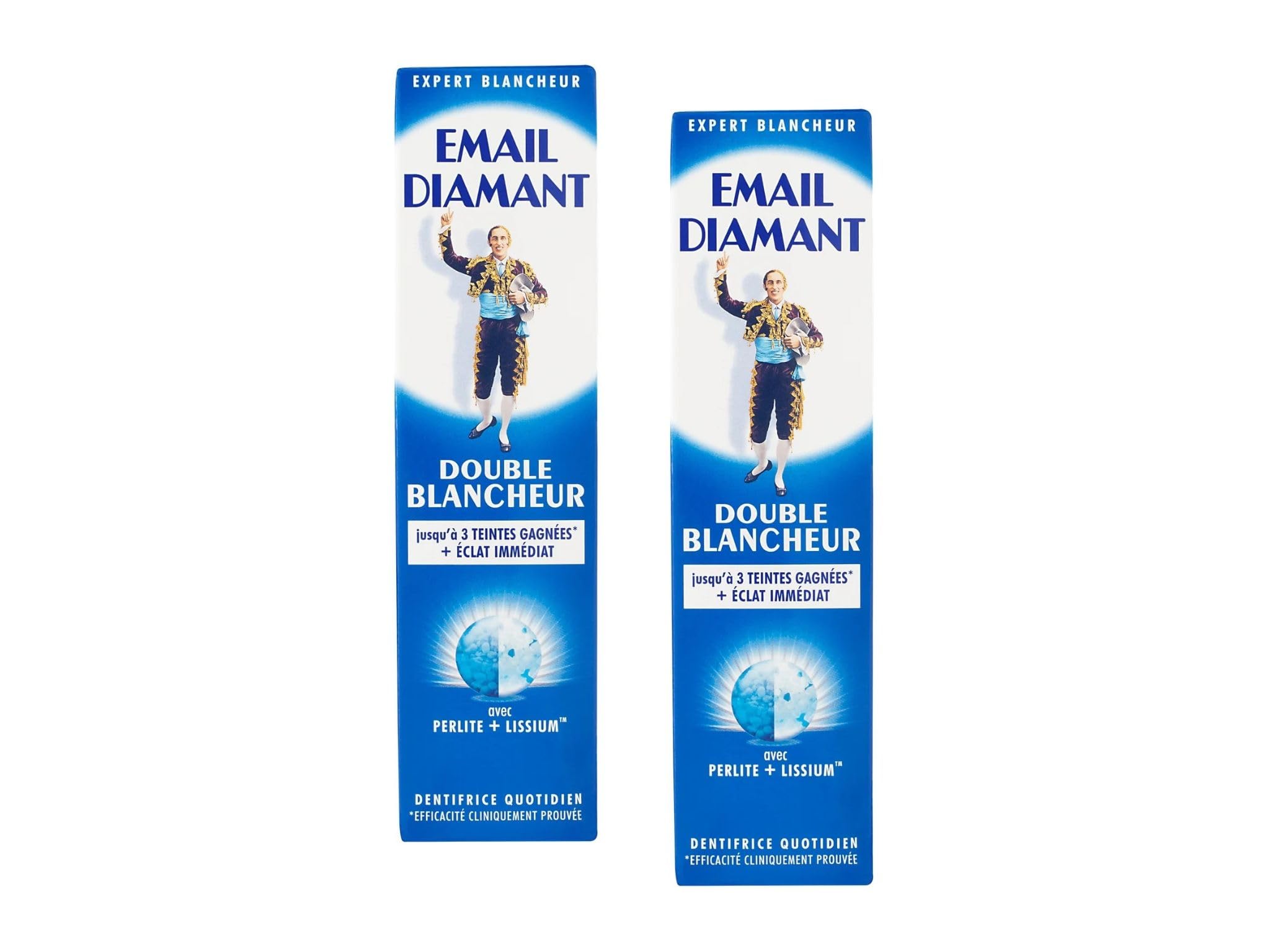 x2 Email Diamant Double Blancheur Whitening Daily Toothpaste Original Cosmetic - 75ml Large Size - 2 Tubes