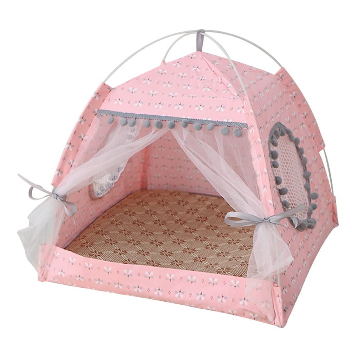 Cama plegable para gatos y perros asustadizos cueva rosa portátil