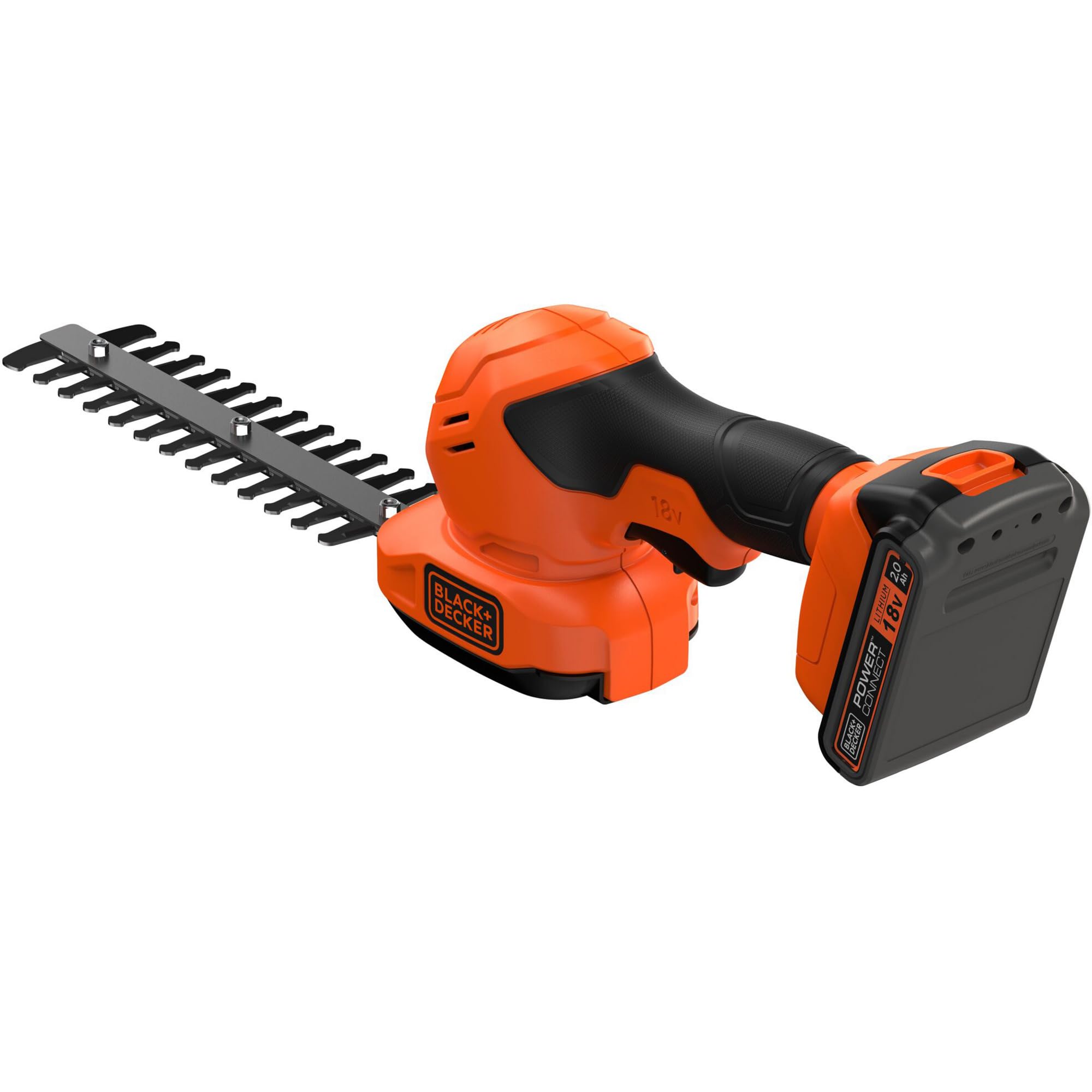 BLACK+DECKER Kit Tijera Cortacésped y Arreglasetos con Batería 18V 2Ah Litio, Cuchillas Intercambiables sin Herramientas, Autonomía 60min, Peso 840g, Incluye Cargador, BCSS18D1