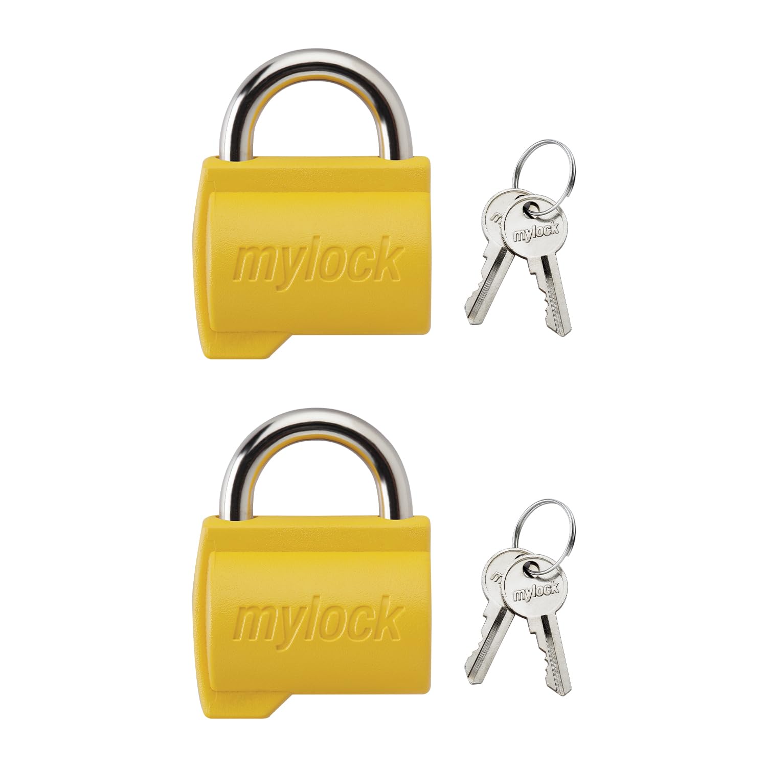 Godrej MyLock Candy Turmeric Yellow Pack of 2 | Common Keys | Self-Locking Padlock | Rust Resistant | ABS Body | Travel Lock | CPU & Bag Lock | Tamper-Proof | 1 Year Warranty