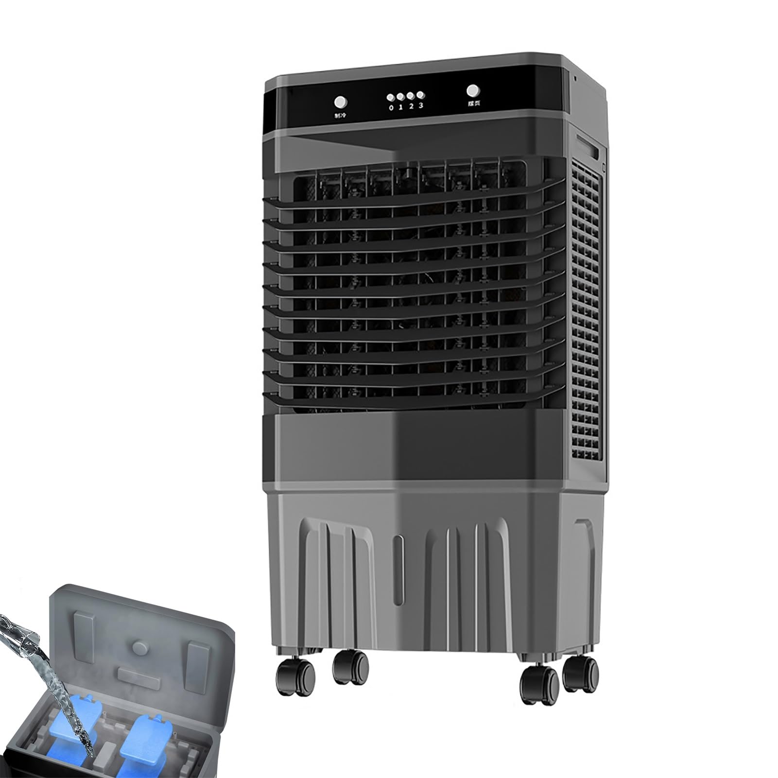 JCSRYD Evaporative Air Cooler, 40–50L Portable Water Cooling with Remote, Swamp Cooler 3-Speed, 120° Oscillation, for Home Garage Office(80x49x35cm)