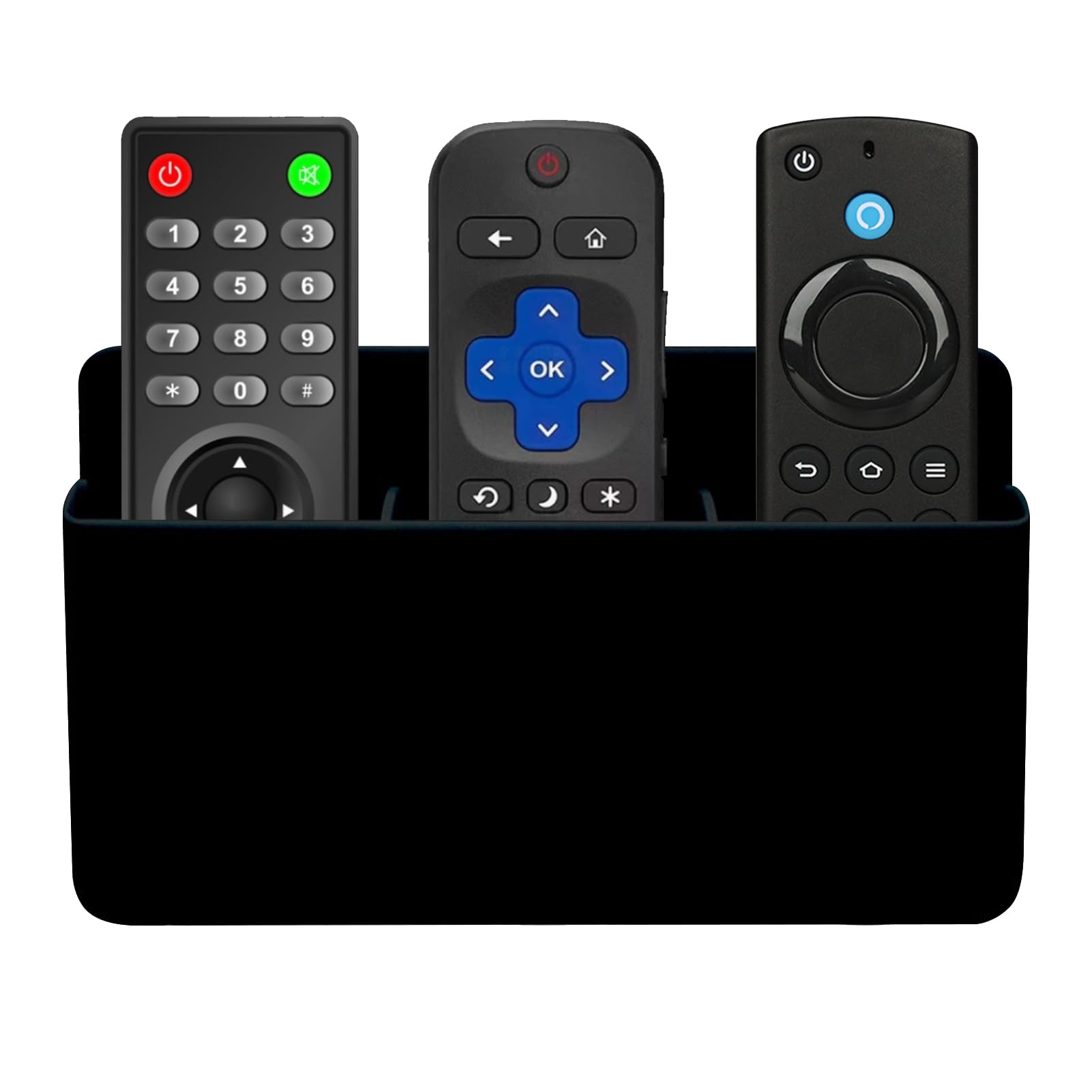Lechisenop Black Remote Control Holder, 3 Slot Wall Mounted Remote Holder, Self Adhesive Multi-Functional Tv Controller Holder, Pen Holder Storage Accessories For Home Office School (Black)