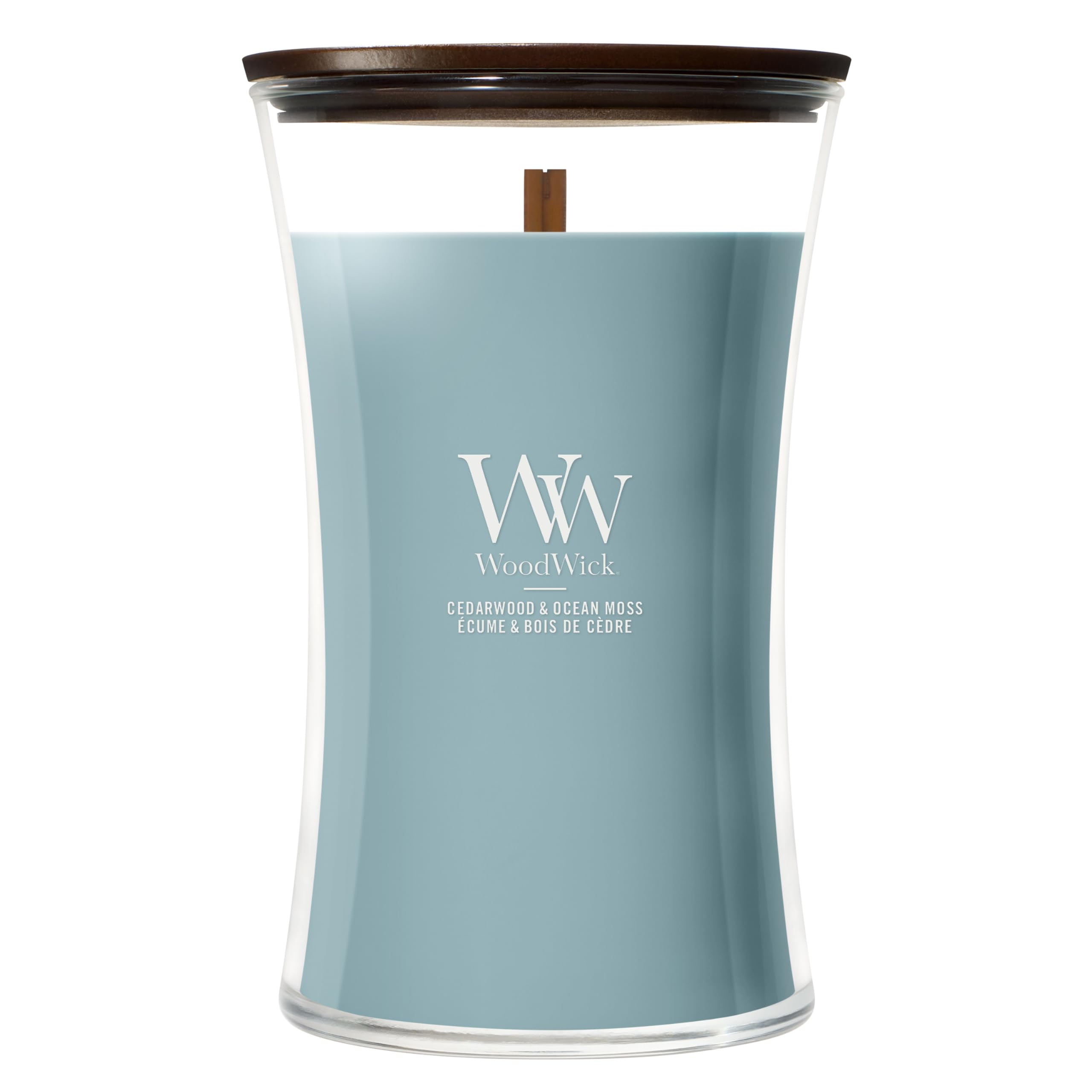 WoodWick Duftkerze | Große Hourglass-Kerze | Cedarwood & Ocean Moss | Perfekte Geschenke für Frauen