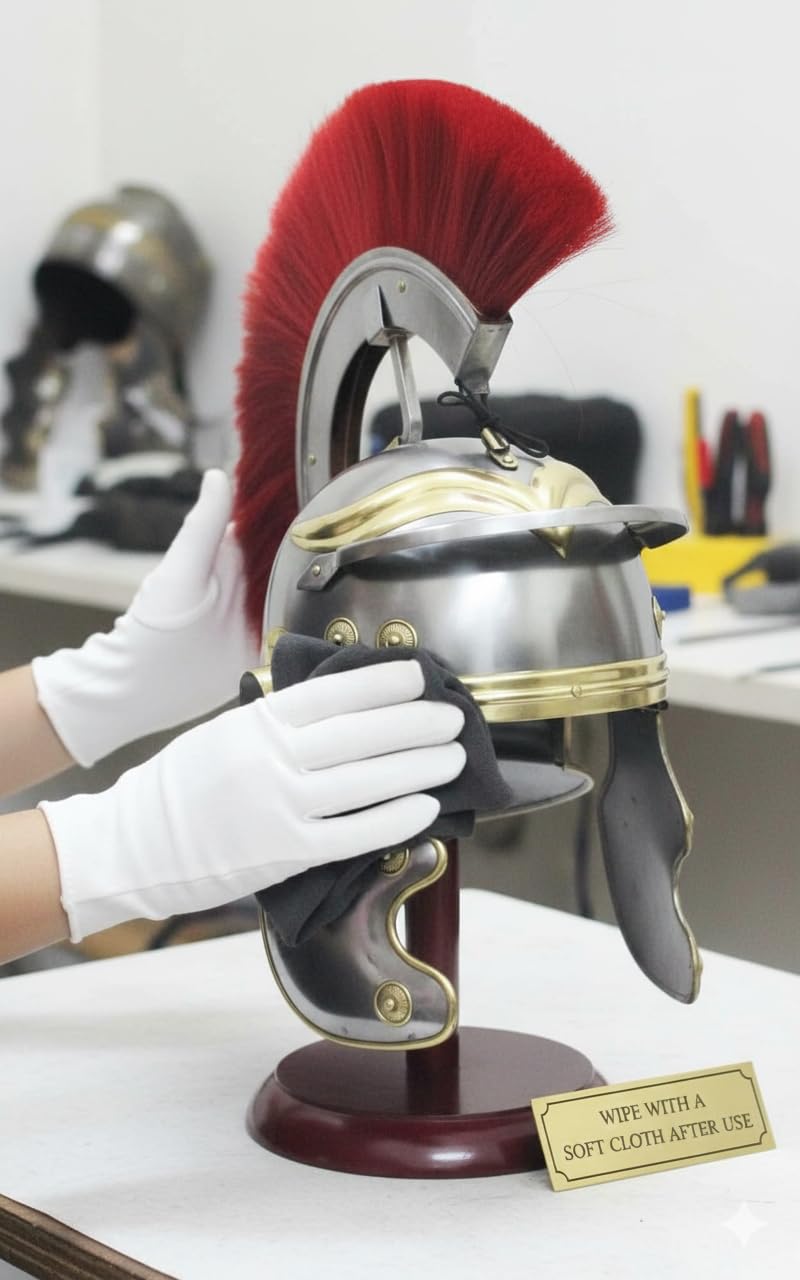 Centurione Romano Casco Guerriero Costumi di Halloween Armatura Metallo Rosso Plume Con Fodera Interna