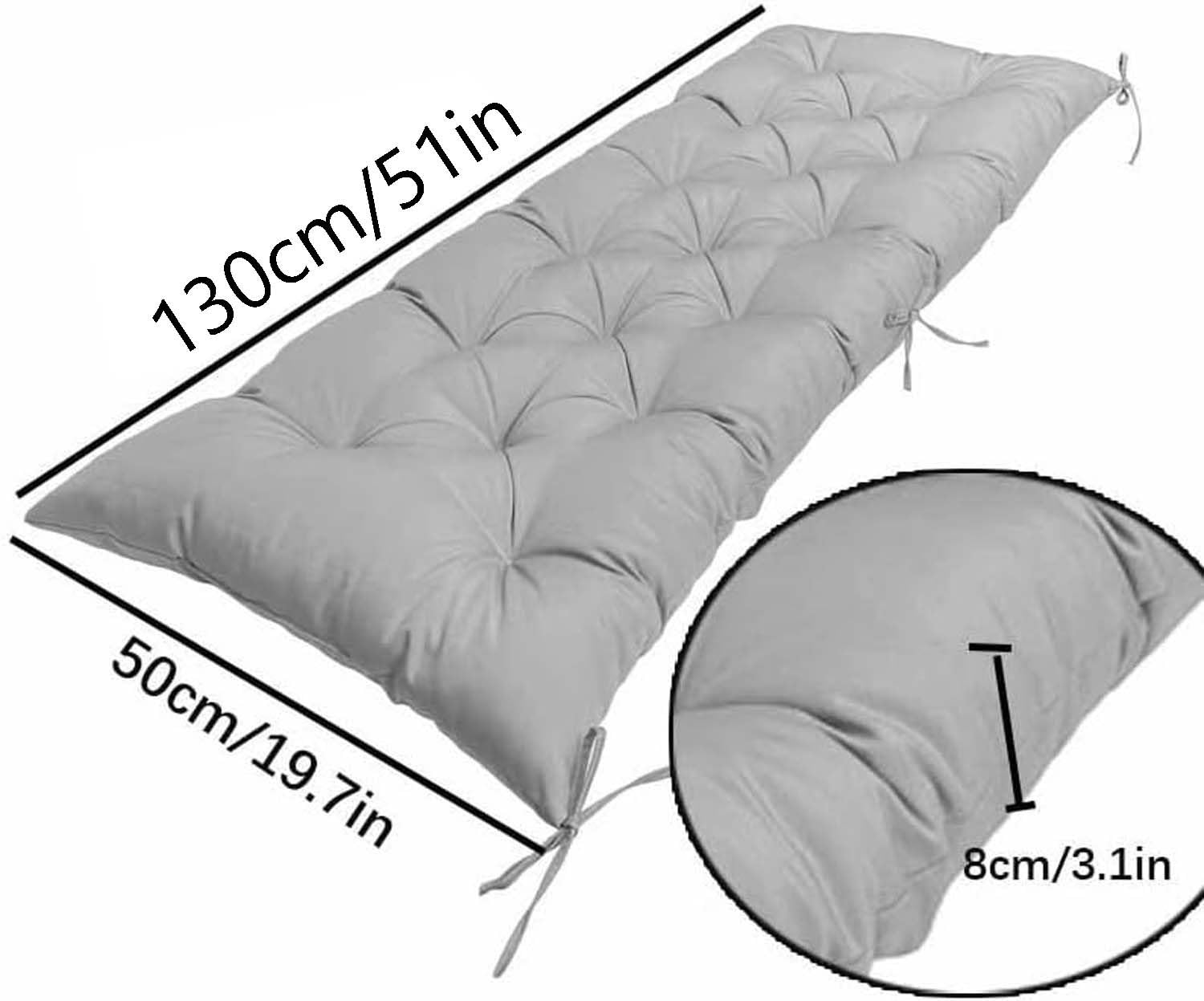 Cuscini Per Mobili da Giardino, Cuscini per Panca 130x50cm, Cuscino Antiscivolo Per Sedia A Dondolo Cuscini per Panca da Esterno/Interno Lavabile(H)