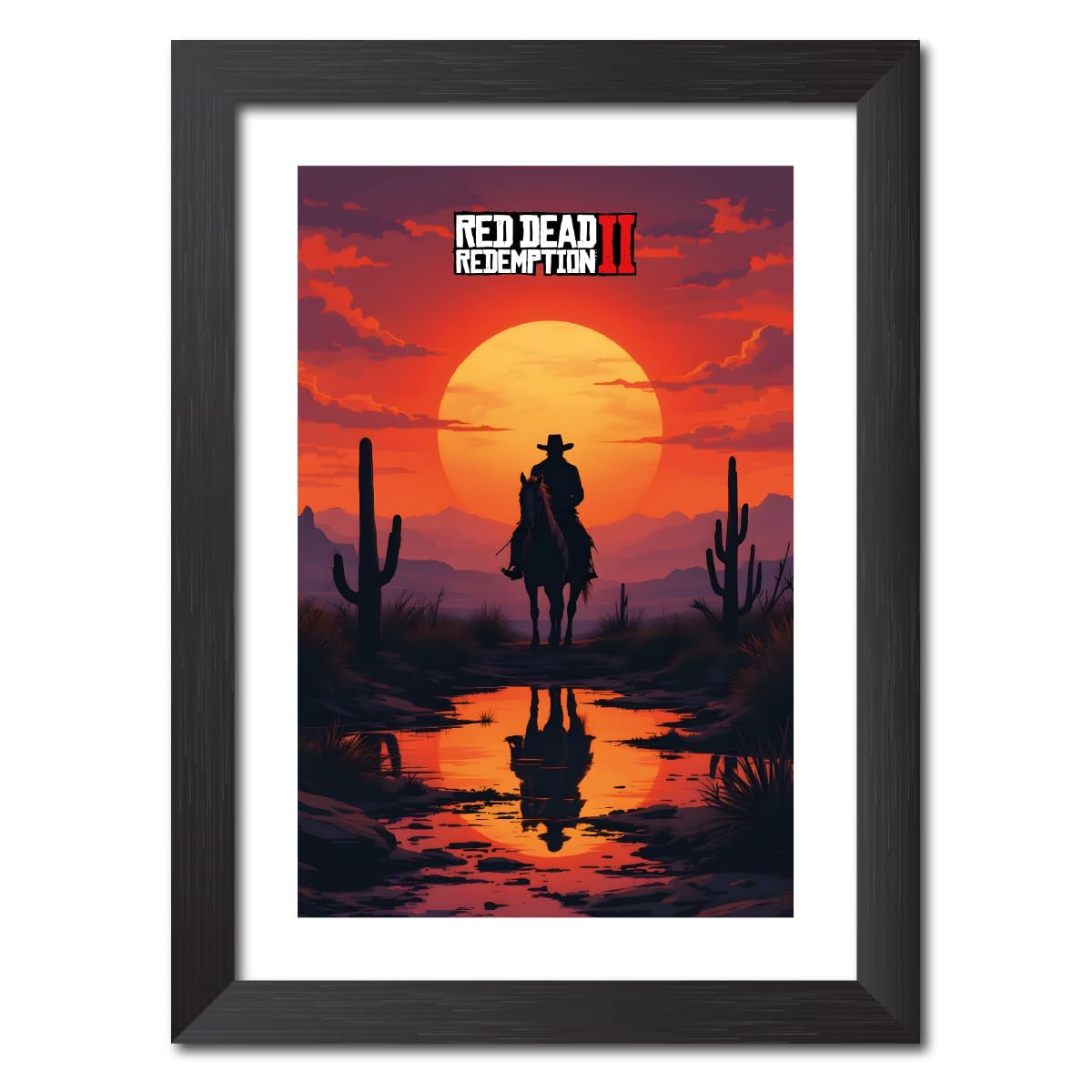 TenorArts Red Dead Redemption 2 Game Poster Frame Laminated Photo Frame Painting for Gamers Room Decoration Wall Frames with Matt Finish Dark Textures (12 inches x 9inches)