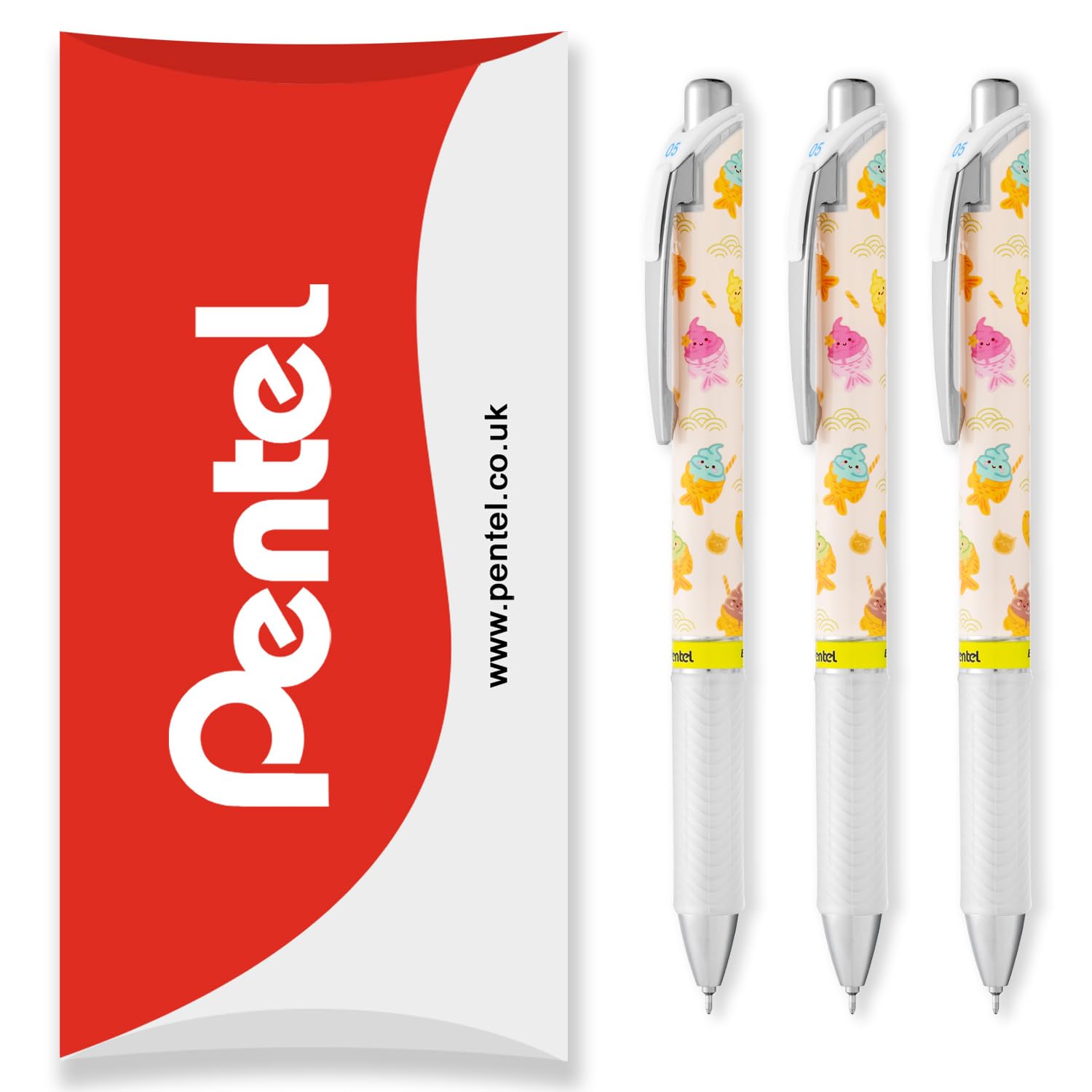 Pentel Energel BLN75 Retractable Gel Ink Rollerball Pen, 0.5mm, 54% Recycled, Black Ink, In Envelope Gift Packaging (3 Pack