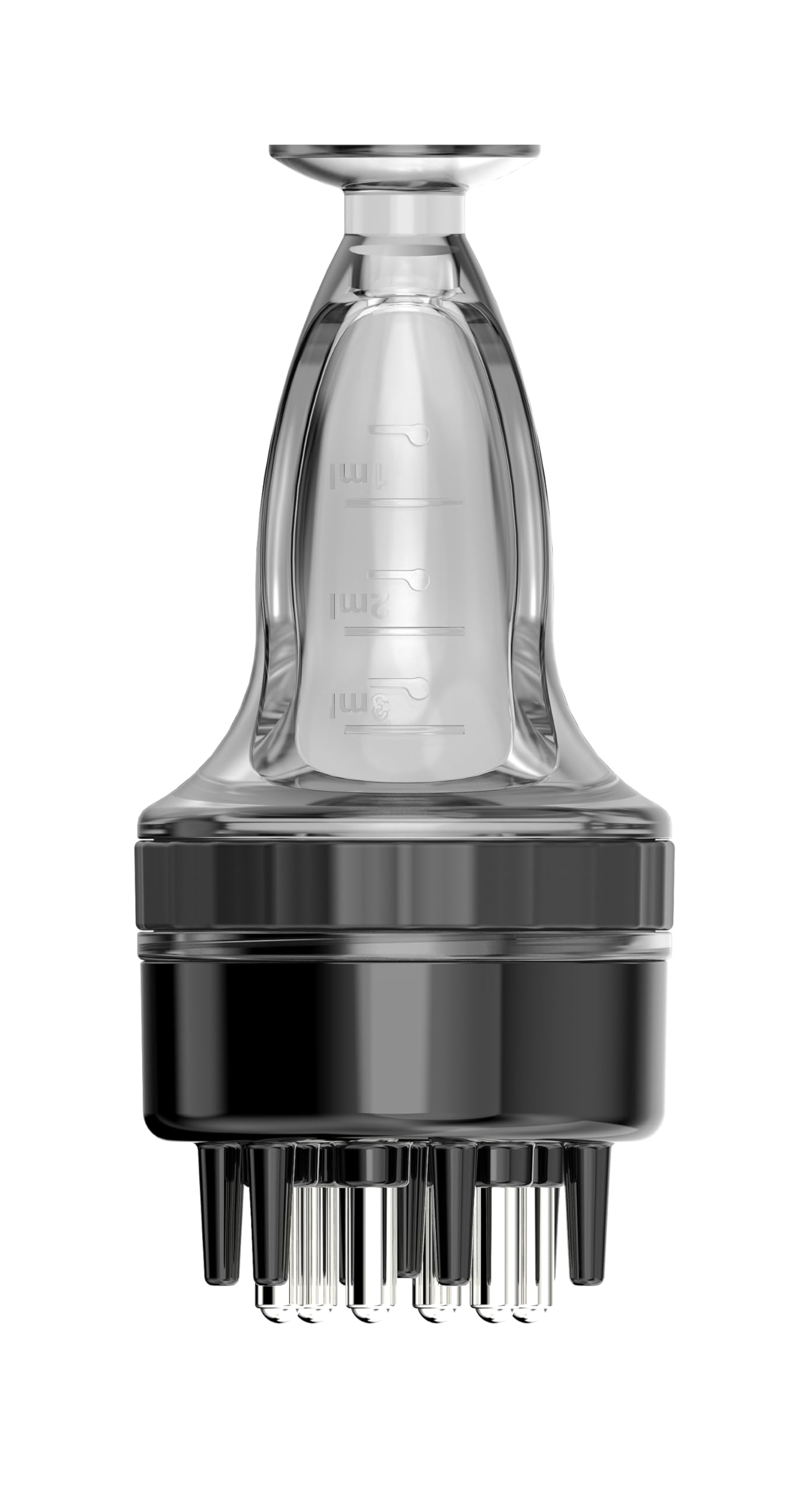 Scalp and Hair Growth Massager Comb with Applicator Bottle for Essential Oils, Serums, and Follicle Care Treatment (Black)