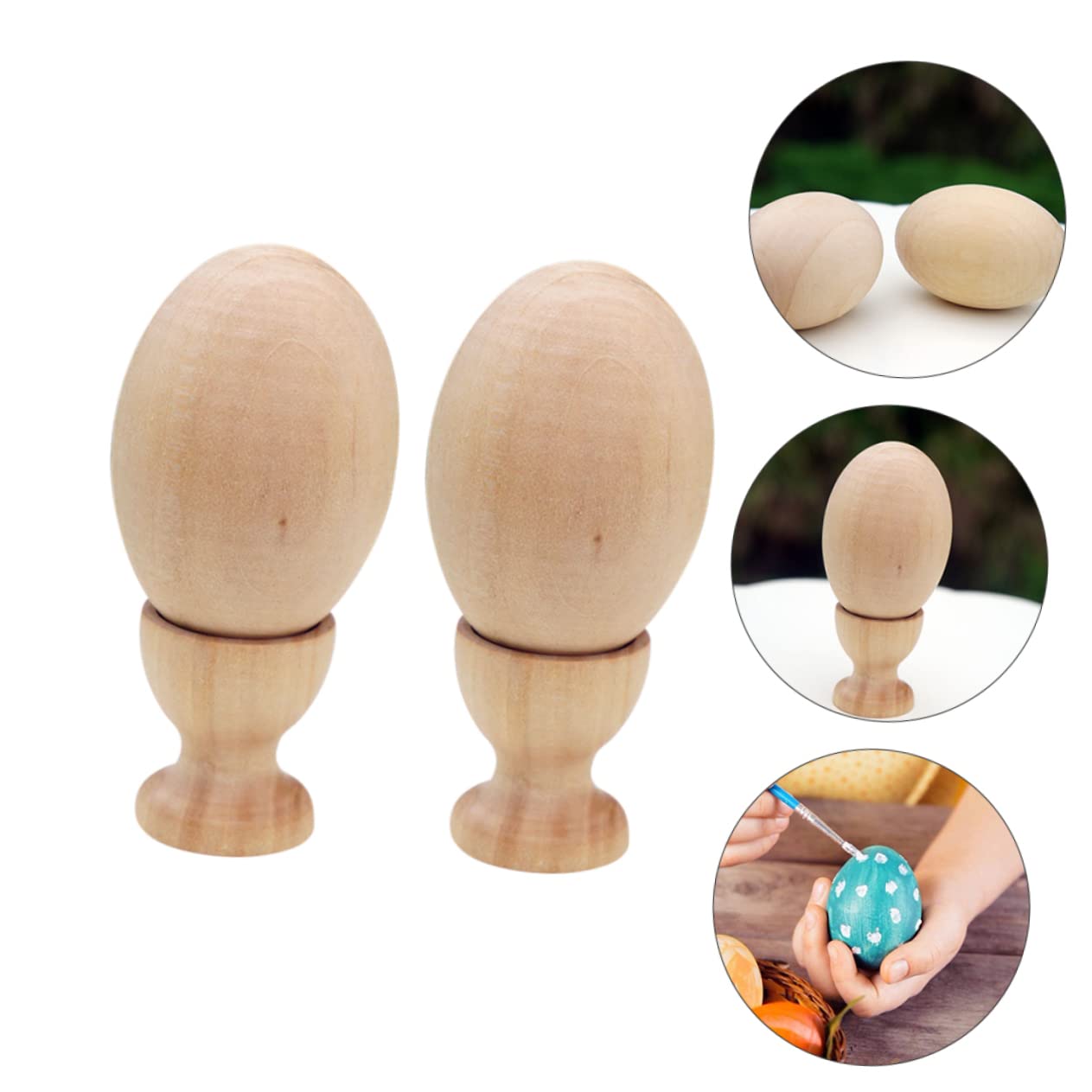 ERINGOGO 16sets Uova Di Legno Per Decorazioni Pasquali Kit Per Base Uova Fittizie Per Progetti Creativi Feste e Decorazioni Casa