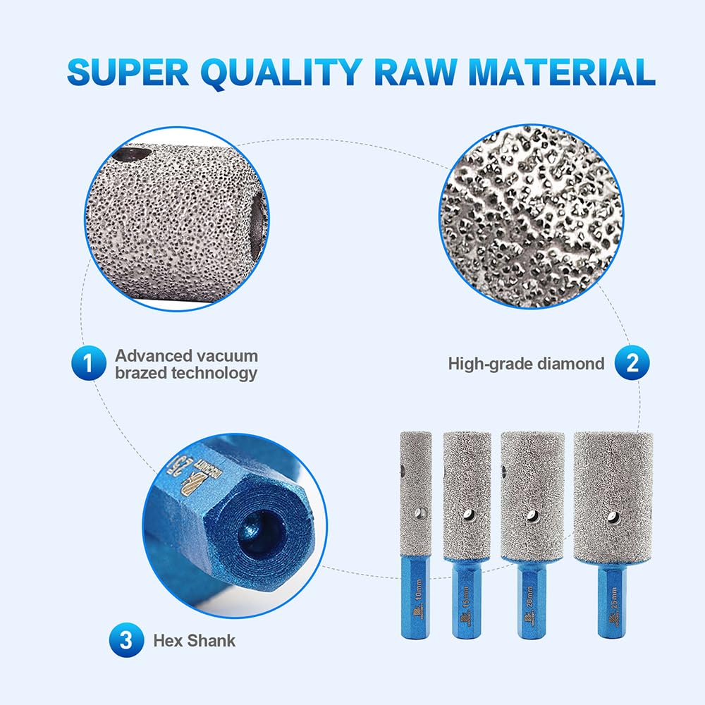 BRSCHNITT Fraises De Fraisage Diamantées De 2,5 Cm 25 Mm Avec Filetage 5/8-11 Pour Agrandir La Forme Des Trous Existants De Porcelaine, Carrelage