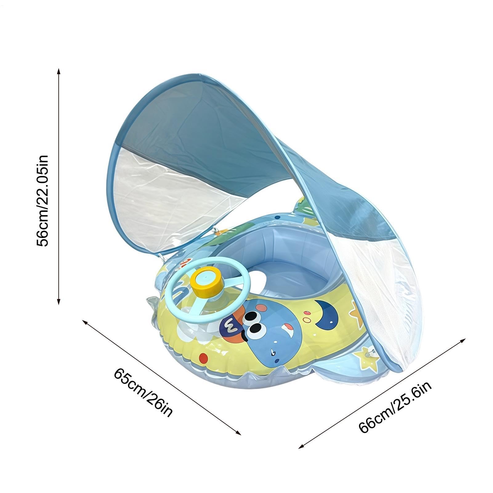 Flotador Infantil de Piscina con toldo Volante de Dinosaurio Inflable | Lindo para Natación con Toldo Para playa vacaciones parque acuático lago río viaje accesorio fotográfico