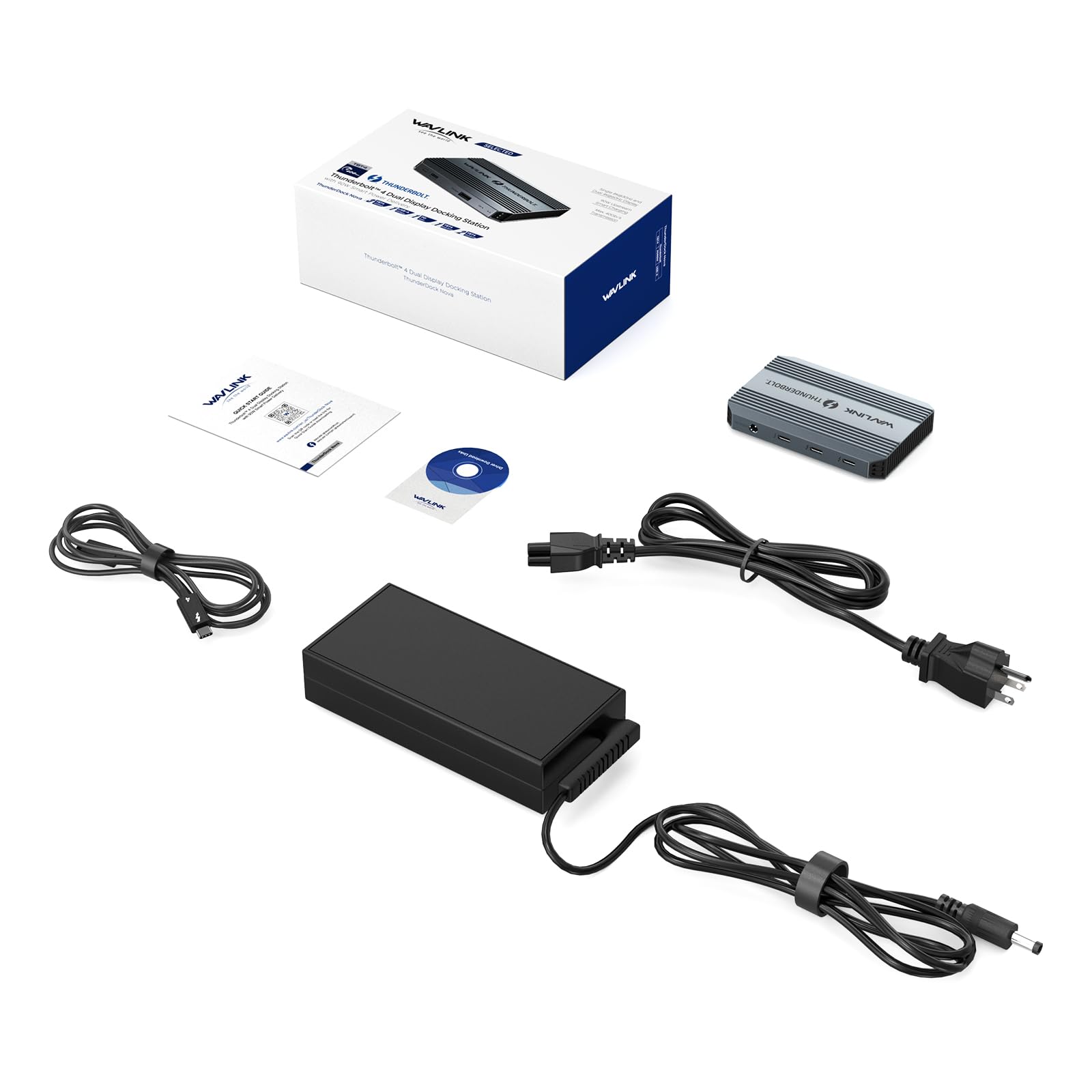 Stacja dokująca Thunderbolt 4, WAVLINK Hub USB C z podwójnym wyświetlaczem 4K@60Hz, dostarczanie mocy 100W, USB-A 3.2 Gen 2, do MacBook Pro/Air M1 M2 M3, laptop Thunderbolt 4/3