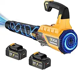Soprador de folhas sem fio, elétrico, 21 V com 2 baterias de 3,0 Ah e carregador - 580 CFM/160 MPH - leve, ideal para cuidados com o gramado, limpeza de pátio, remoção de folhas e poeira