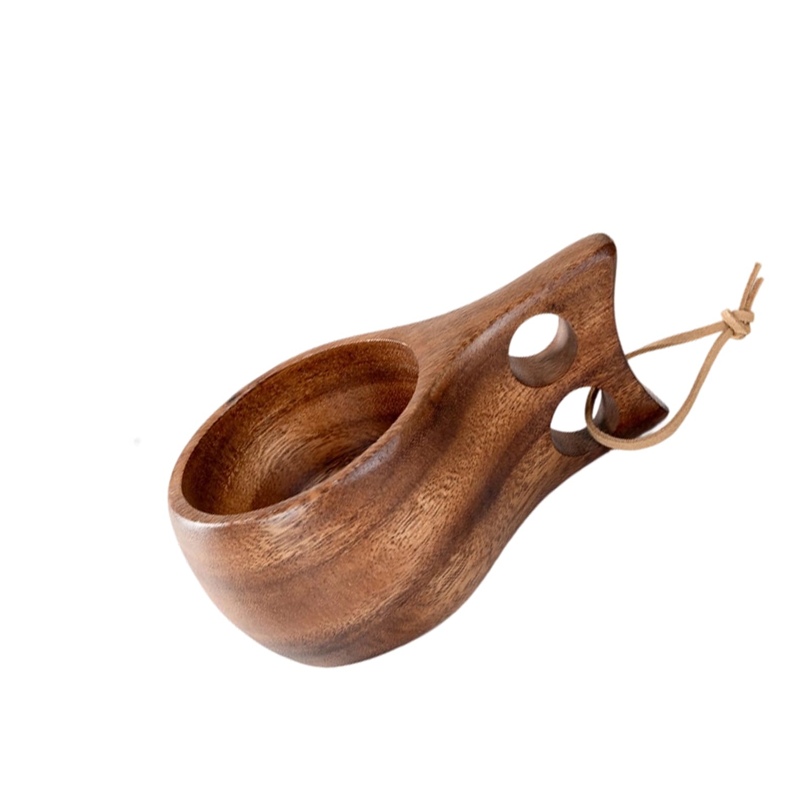 Elnwnnkc Artisanal Walnuts Wood Cup with Double Handle Bucolic Walnuts Wood Drinking Cup Great for Daily Coffee Milk or Tea Wooden Milk with Handle