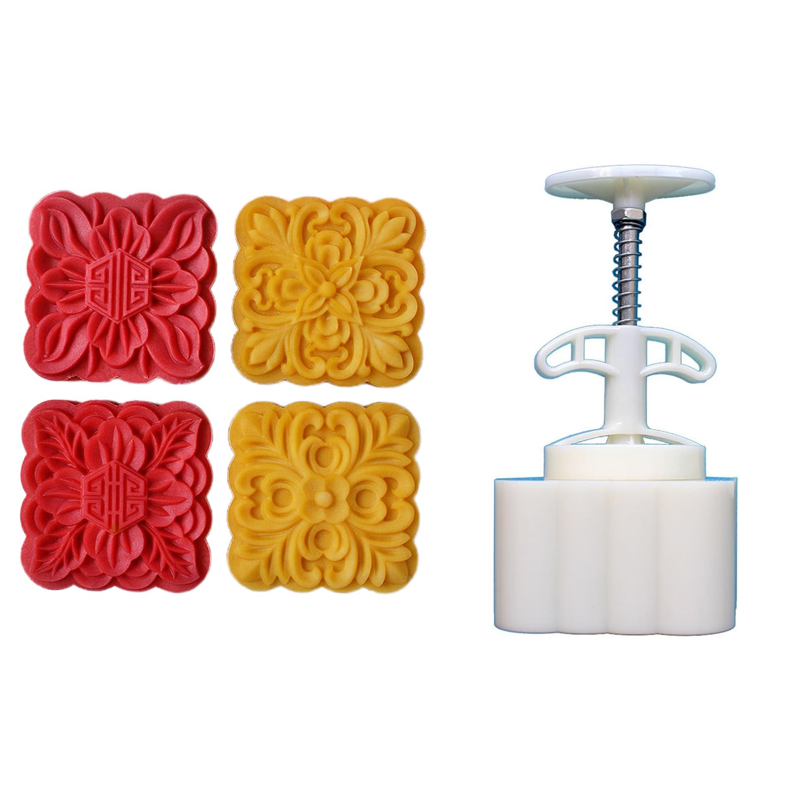 Woedpez Flower Pattern Desserts Maker Molds MidAutumn Pastries Tool Cookie Dessert Cutter Hand Pressure Desserts Molds Cookie Stamp and Cutter Press for Baking Wedding