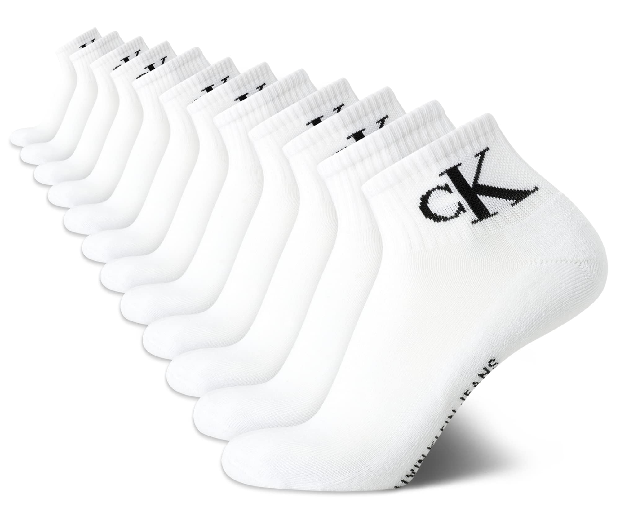 Calvin Klein Calcetines deportivos acolchados para hombre, de corte de un cuarto (paquete de 12), blanco, 7-12