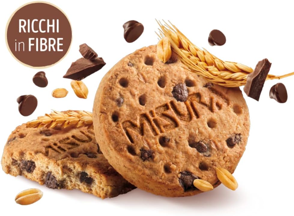 Misura Biscotti con Gocce di Cioccolato Fondente Fibrextra | 100% Farina Integrale | Ricchi in Fibre | Confezione da 290 grammi - Immagine 3