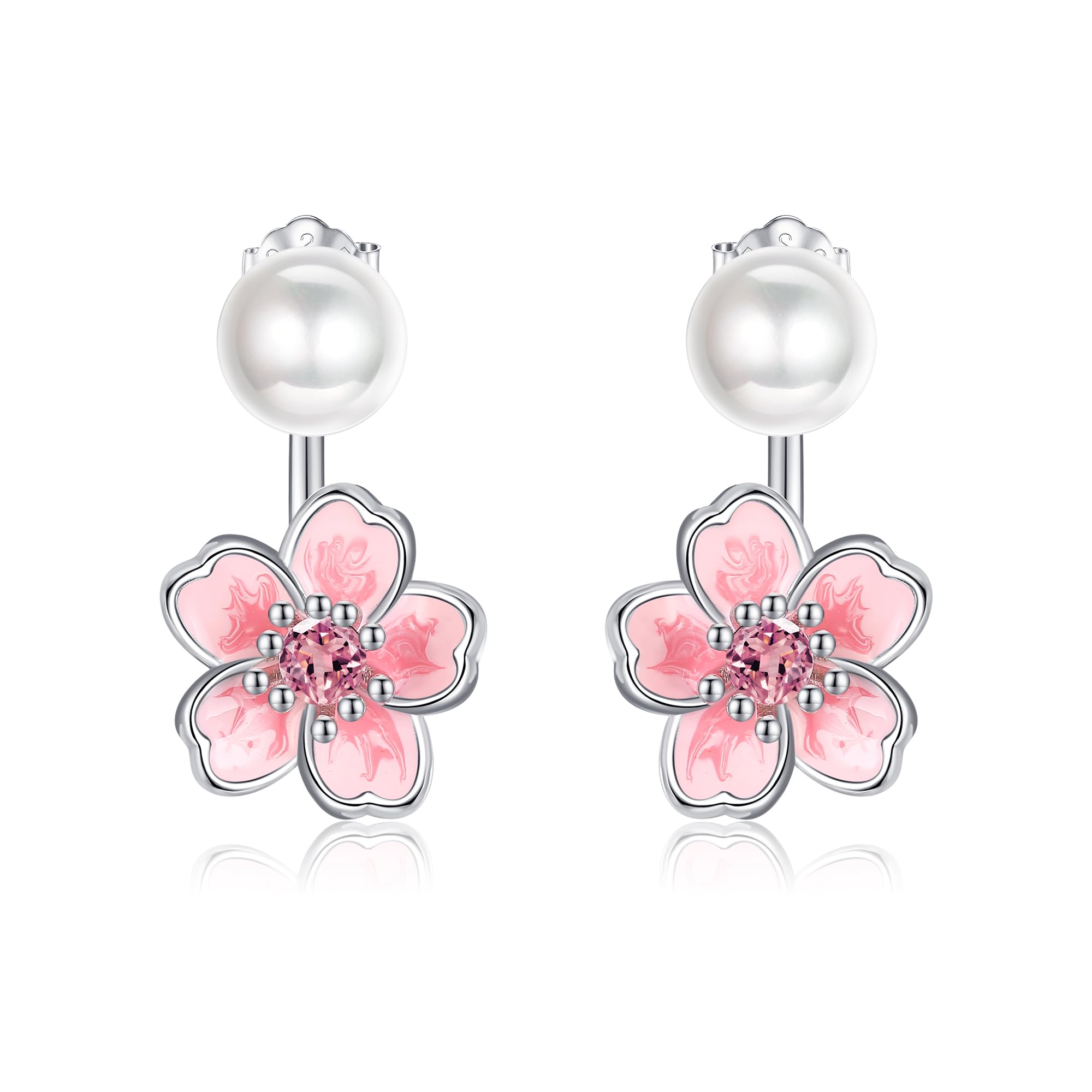 EXRANQOMonstera/Pirate/Mermaid/Long Chain/Black Heart/Lightning/Cherry Blossom/Cherry Blossom/Scorpion Bolt Earrings 925 Sterling Silver Plant Studs Dangle Earrings Nature Animal Jewelry Birthday Gifts for Women Girls