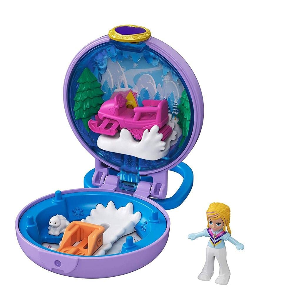 Polly Pocket Cofanetto Mondo Delle Nevi – Playset Con Micro Bambola, Sorprese E Adesivi PollyStick, Per Bambine 4+ Anni