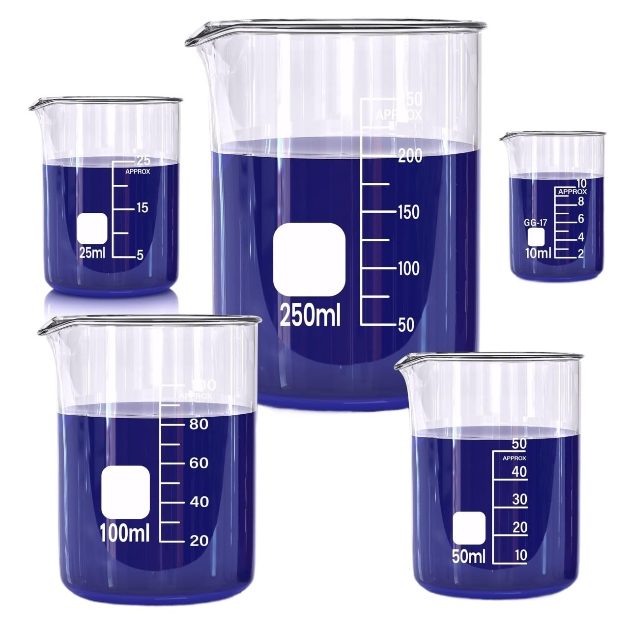 Glasbecher-Set, 4 Stück, Borosilikat-Becher Für Labore, Klassenzimmer Oder Zuhause, Griffin Bechergläser Niedrige Form, 5-5000ml(200ml)
