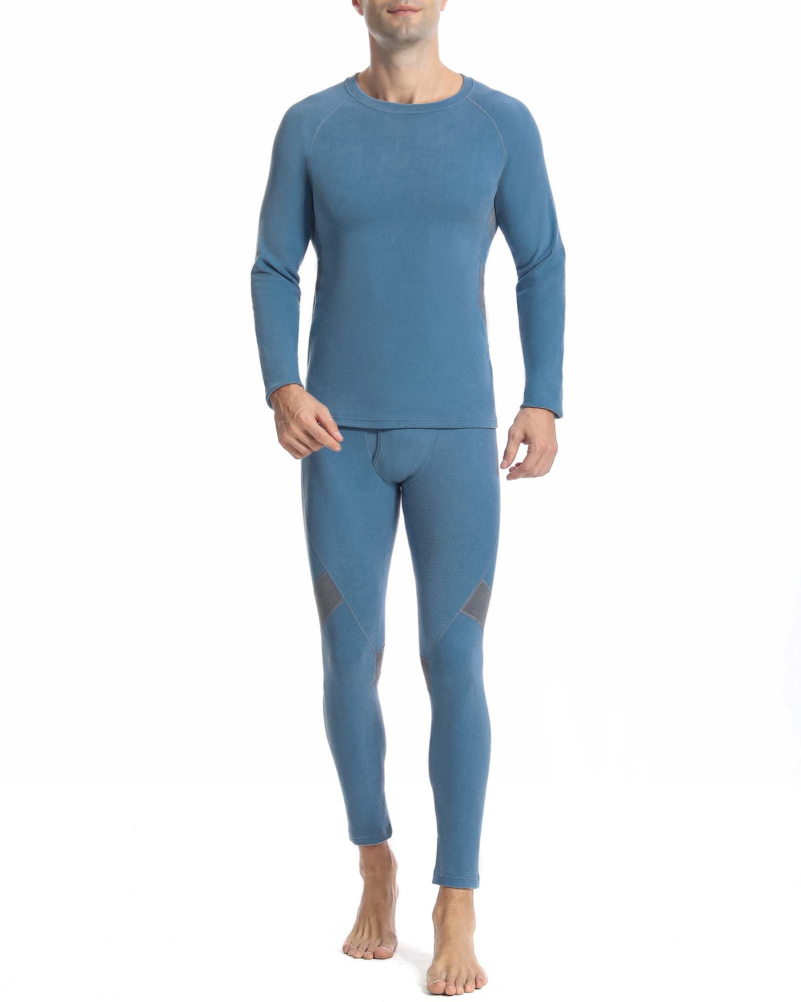 Runhit Mens Thermal Underwear Set: Long Johns for Men Base Layer Fleece Lined Thermal Underwear Shirts Pants Cold Weather