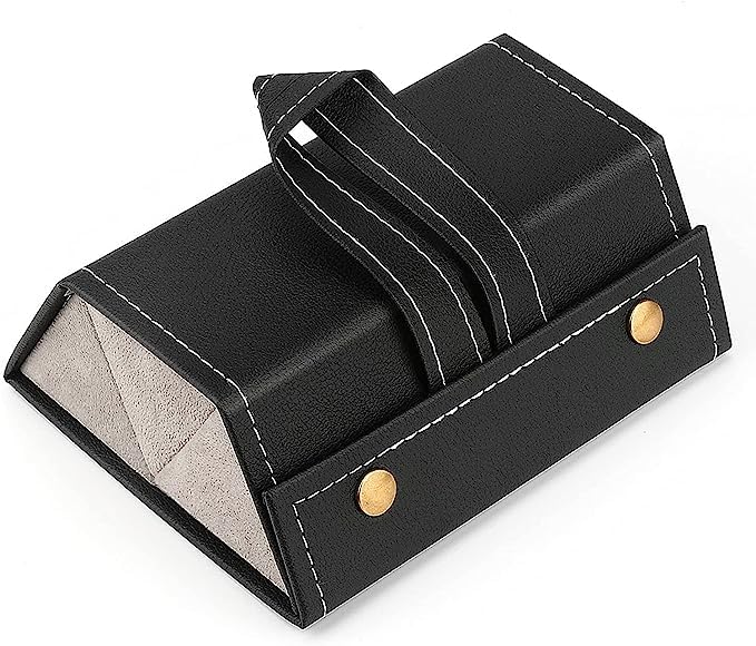 glitzen 3-Slot Foldable Leather Sunglasses Travel Organizer Case Eyeglasses Storage Box for Protective Glasses Multiple Hanging Eyewear Holder Display (BLACK)-picture-42