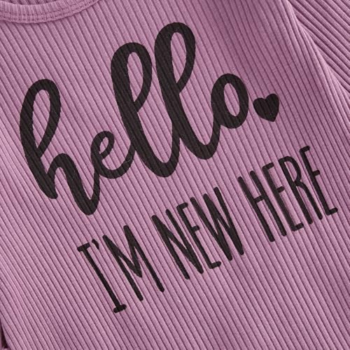 Newborn Baby Girl Clothes Letters Long Sleeve Ribbed Romper Jumpsuit with Headband Preemie Coming Home Outfit4