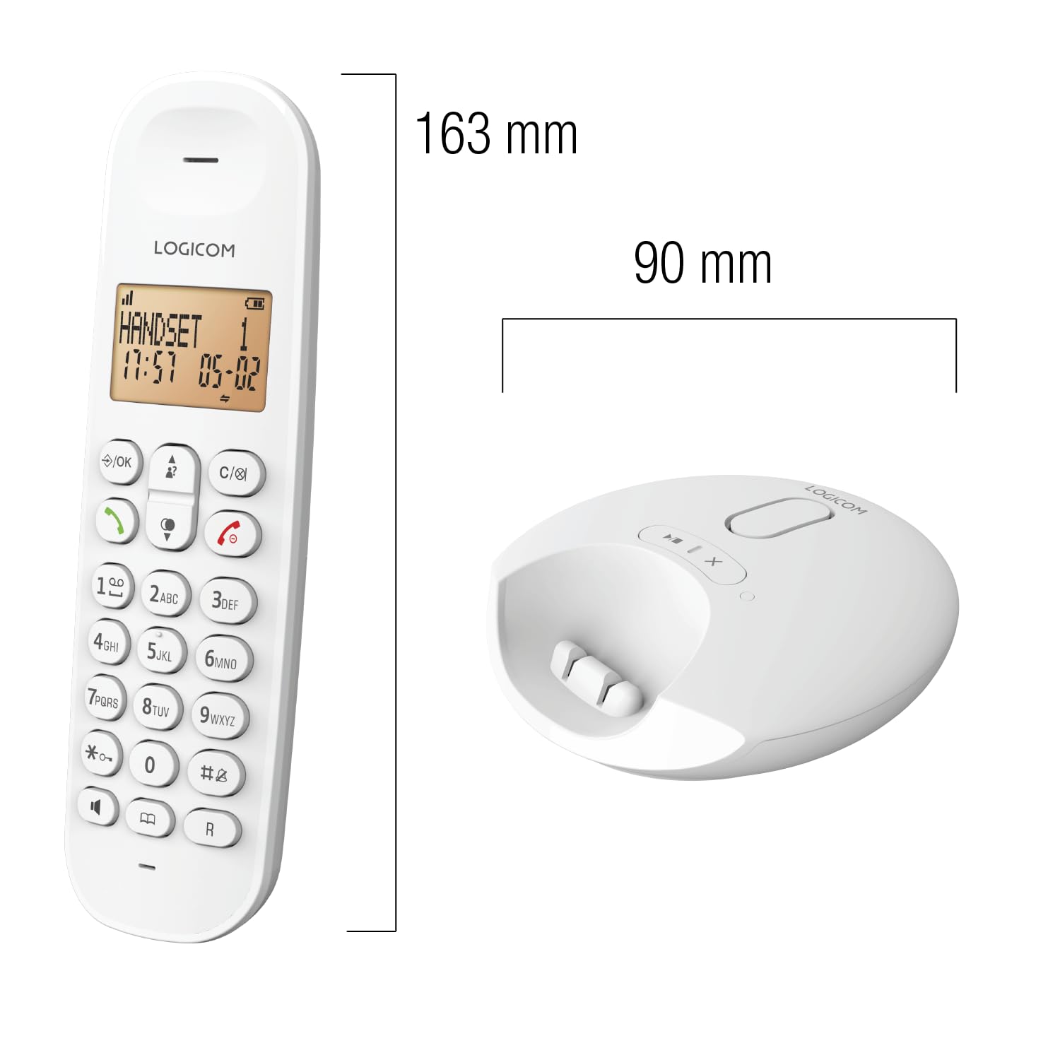 Telefono Fisso Senza Fili Logicom Vega 155T - Con Segreteria, DECT, Portata Fino A 300m, Nero