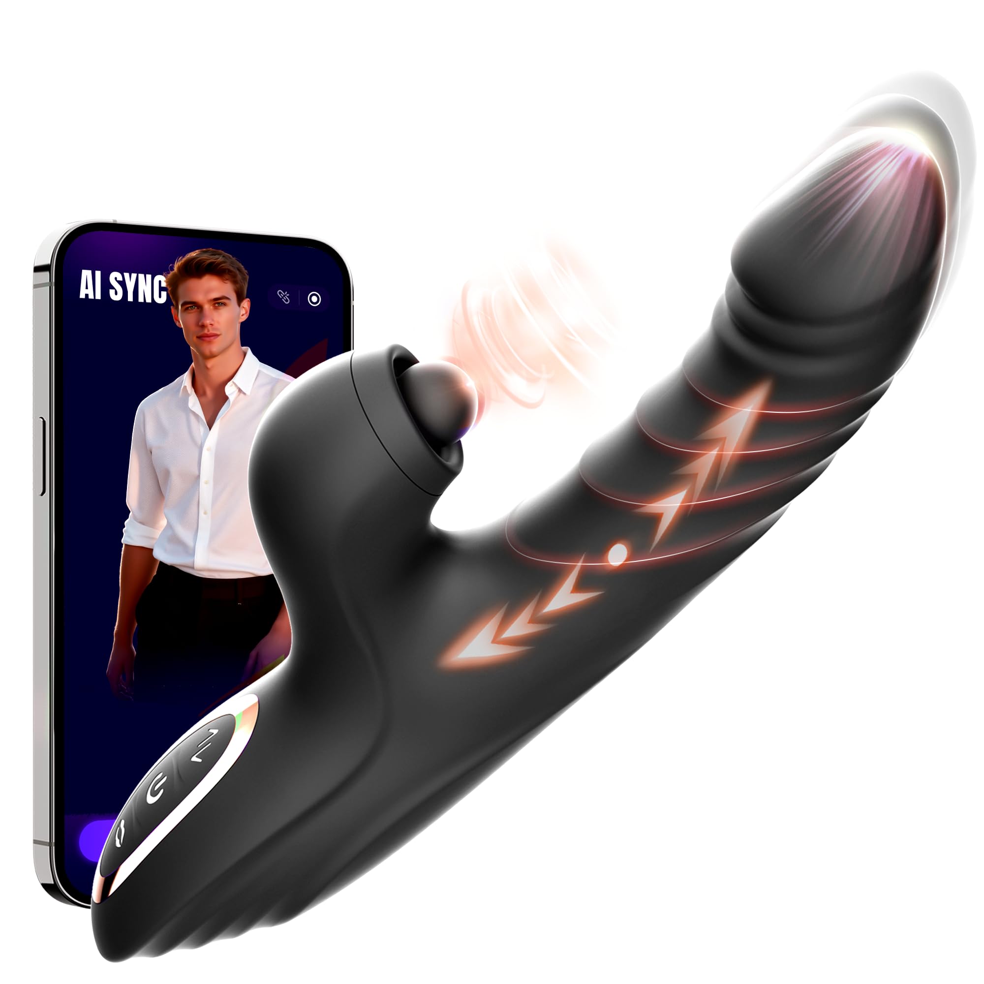 Black Rabbit Dildo with Tapping Function for Women Female Couples Pleasure
