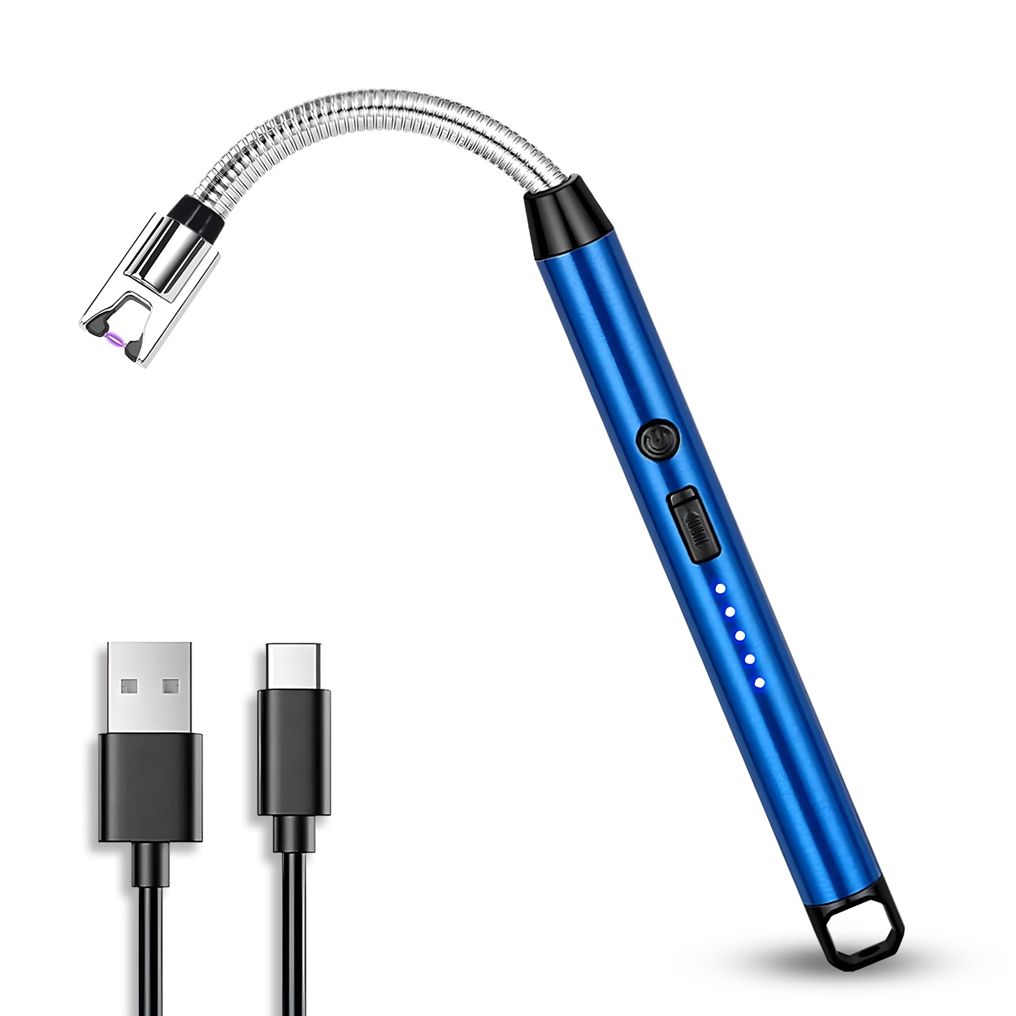 GLUN® Plasma Rechargeable Igniter with LED Battery Indicator & Flexible Neck, Candle, Gas & Bonfire Light up Lighter with Safety Lock, Flameless Grill-image-9