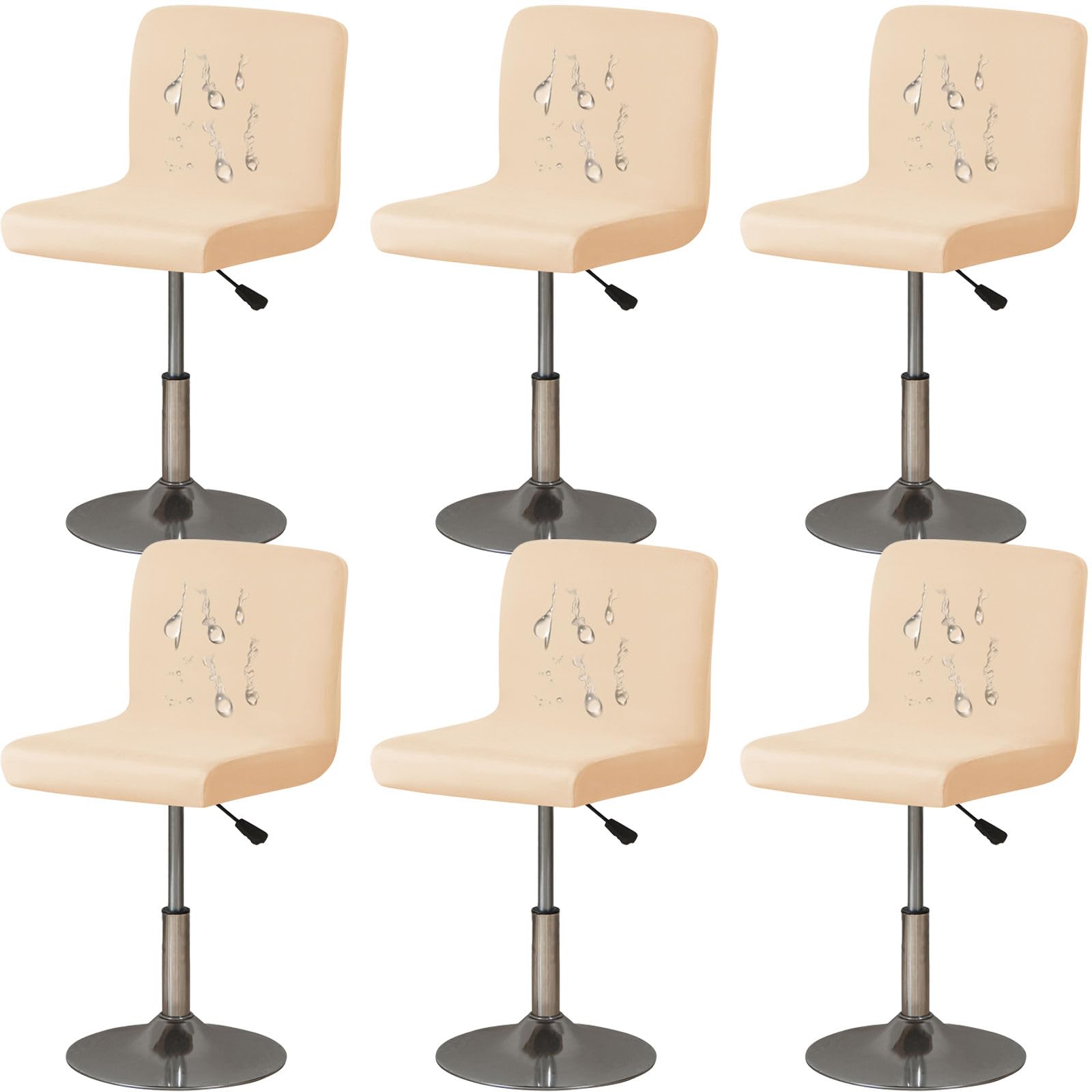 ZRCYXDW 6 Pack Spandex Bar stool covers, Soft Water Resistant bar stool chair covers with backs barstool Protector slipcovers with Elastic Bottom stool cover Removable-beige-6 pack