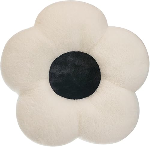 Miniatura 1 de Almohada de flor blanca, juguete de regalo de felpa con forma de flor rellena para decoración del hogar, 13.8 pulgadas