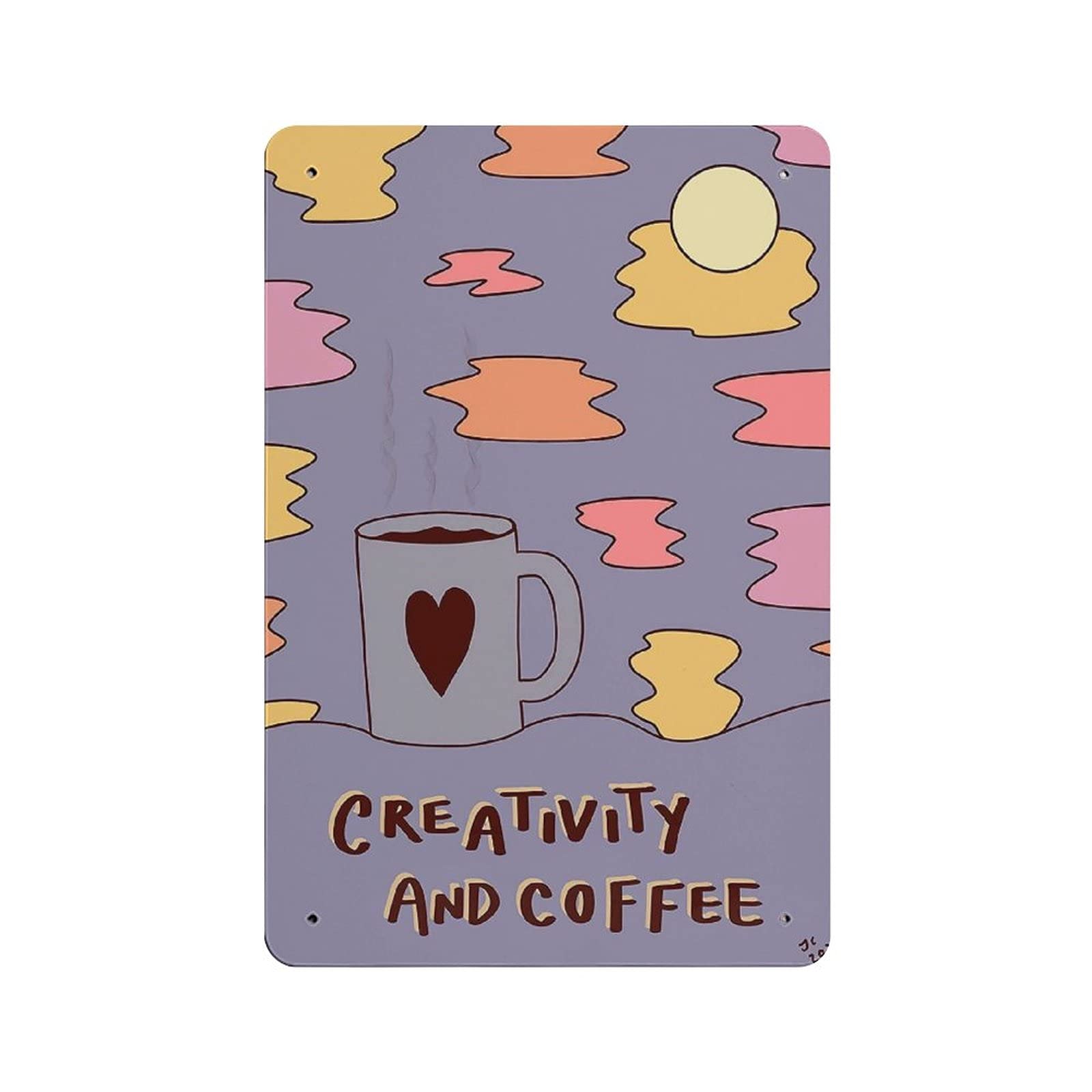 rayprint Creativity And Coffee Metal Tin Sign Vintage Wall DecoR for Bedroom Home Wall Decor Posters 12x8in (30x20cm)