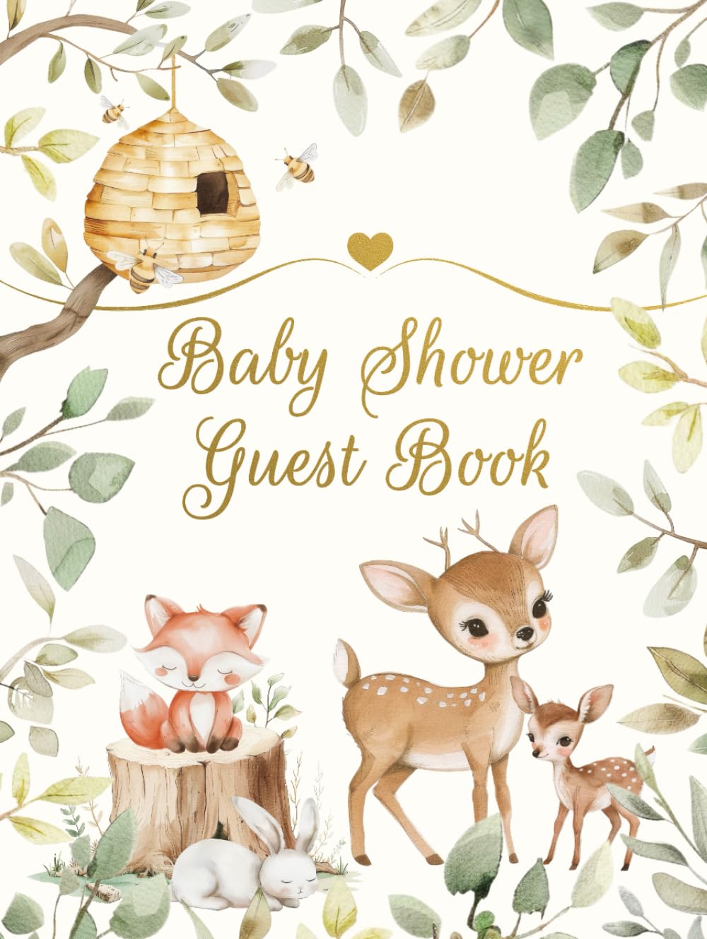 Baby Shower Guest Book: Woodland Theme, Guests Sign In Wishes, Advice For The Parents And Predictions. Includes Gift Log And Photo Pages