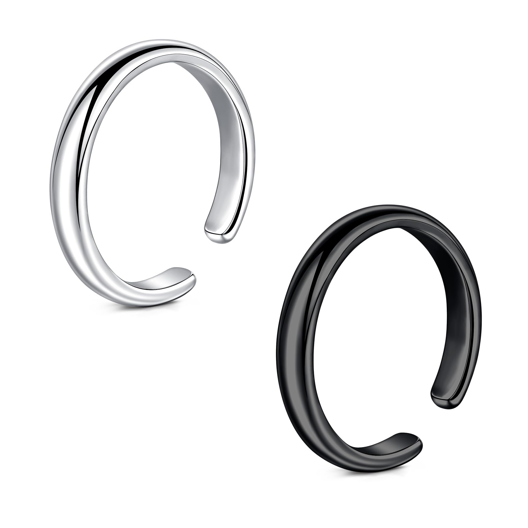 Mayhoop Anillos de dedo del pie para los hombres de los niños de la vendimia ajustable abierto dedo del pie anillos de plata y negro anillo de cola dedo anillos nudillo
