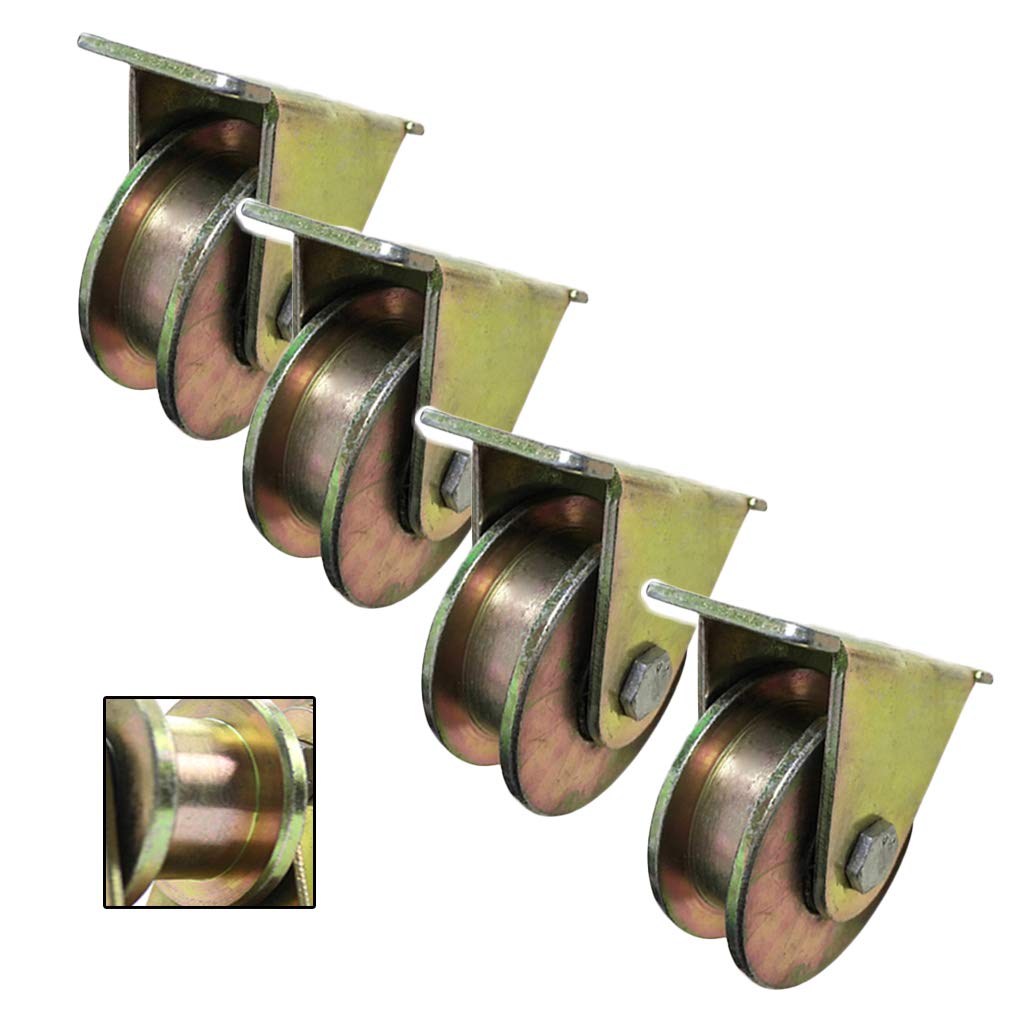 Ruote Puleggia a Forma di H,Rotelle di Mobili Pesante,Acciaio laminato a Freddo Supporto,Ruota Direzionale Materiale in Acciaio al Carbonio,Macchine Industriali,4 Pezzi