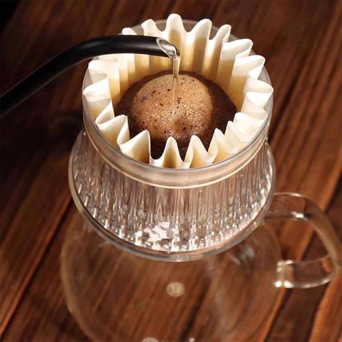 Cafetera de vertido, cafetera de goteo lento con 50 filtros de papel y jarra de vidrio para cafetería en casa, restaurante y camping