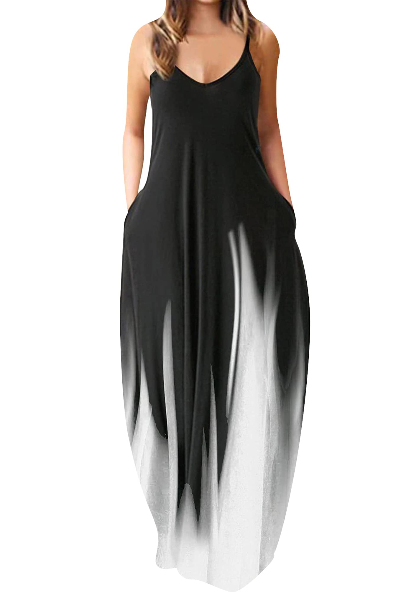 Women Summer Beach Casual Tank Dresses Plain T Shirt Dress Sleeveless Floor Maxi Dress