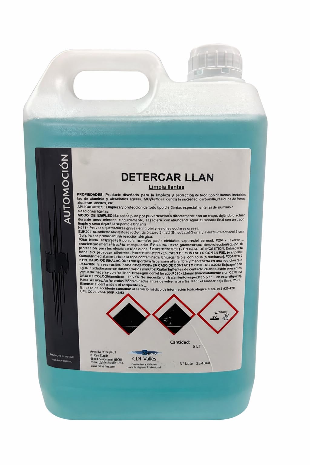 DETER CAR LLAN Limpia Llantas Profesional 5L | Desengrasante Potente, Para Llantas de Aluminio y Aleación, Elimina Polvo de Freno y Carbonilla, Elimina Suciedad Incrustada