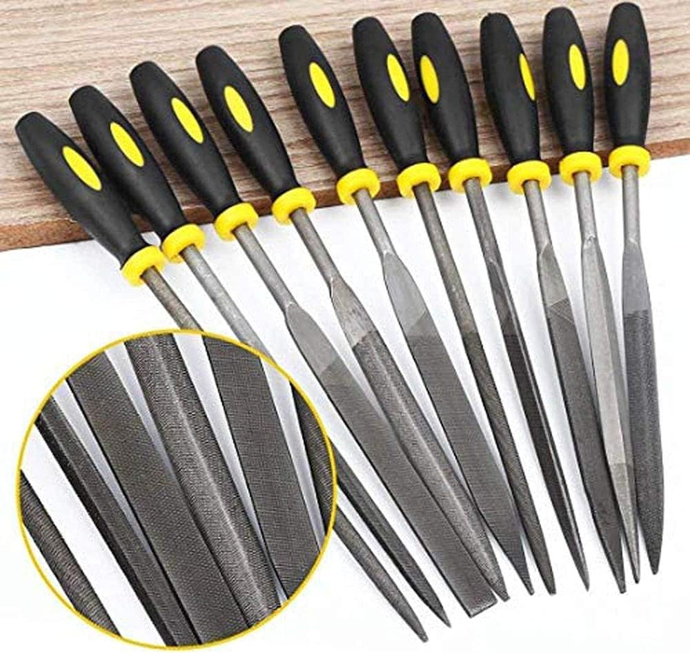 DIY DIYC-16094 CraftsNeedle File Set Hand Metal Tools Swiss Pattern Carbon Steel Mini File with Portable Bag (Pack of 2 Pcs, Needle File Set)