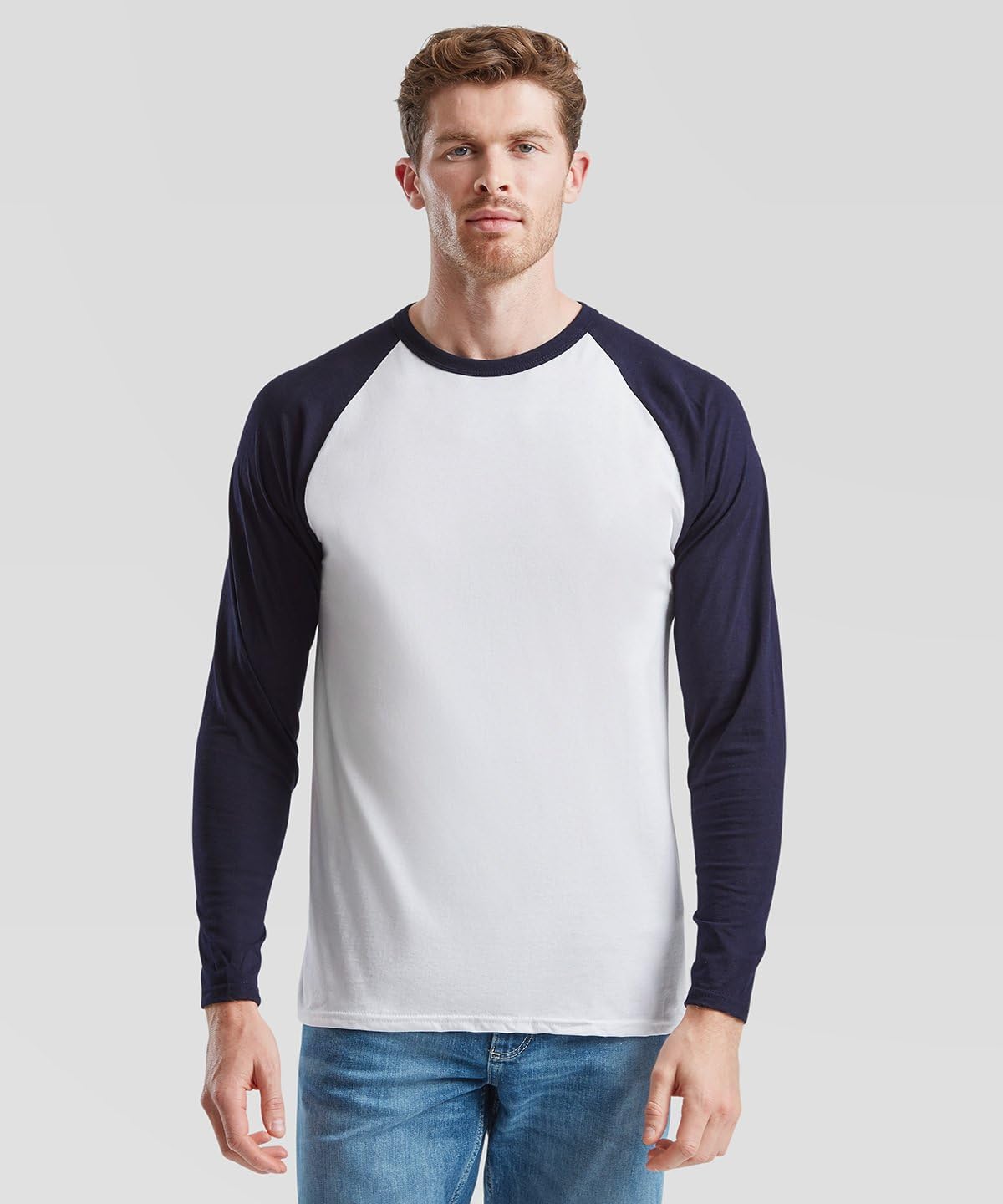 Multipack T-Shirts De Baseball Hommes À Manches Longues Contrastées Col Rond Classique sans Motif - 100% Coton, Poids Économique | Adaptés À Toutes Les Occasions | À La Mode Et Polyvalents