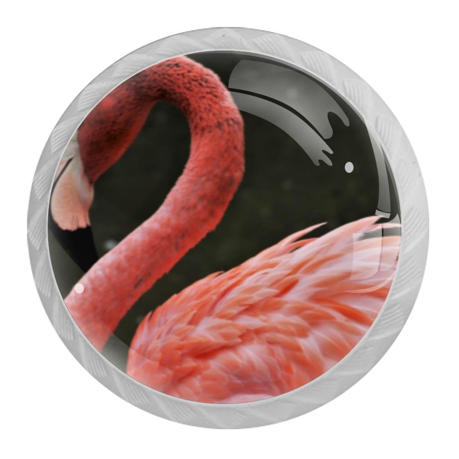Tqmspg Multi02 4 Pieces Drawer Pulls Flamingo Bird Door Knobs Dresser Handles For Kitchen Wardrobe Cupboard Hardware Furniture