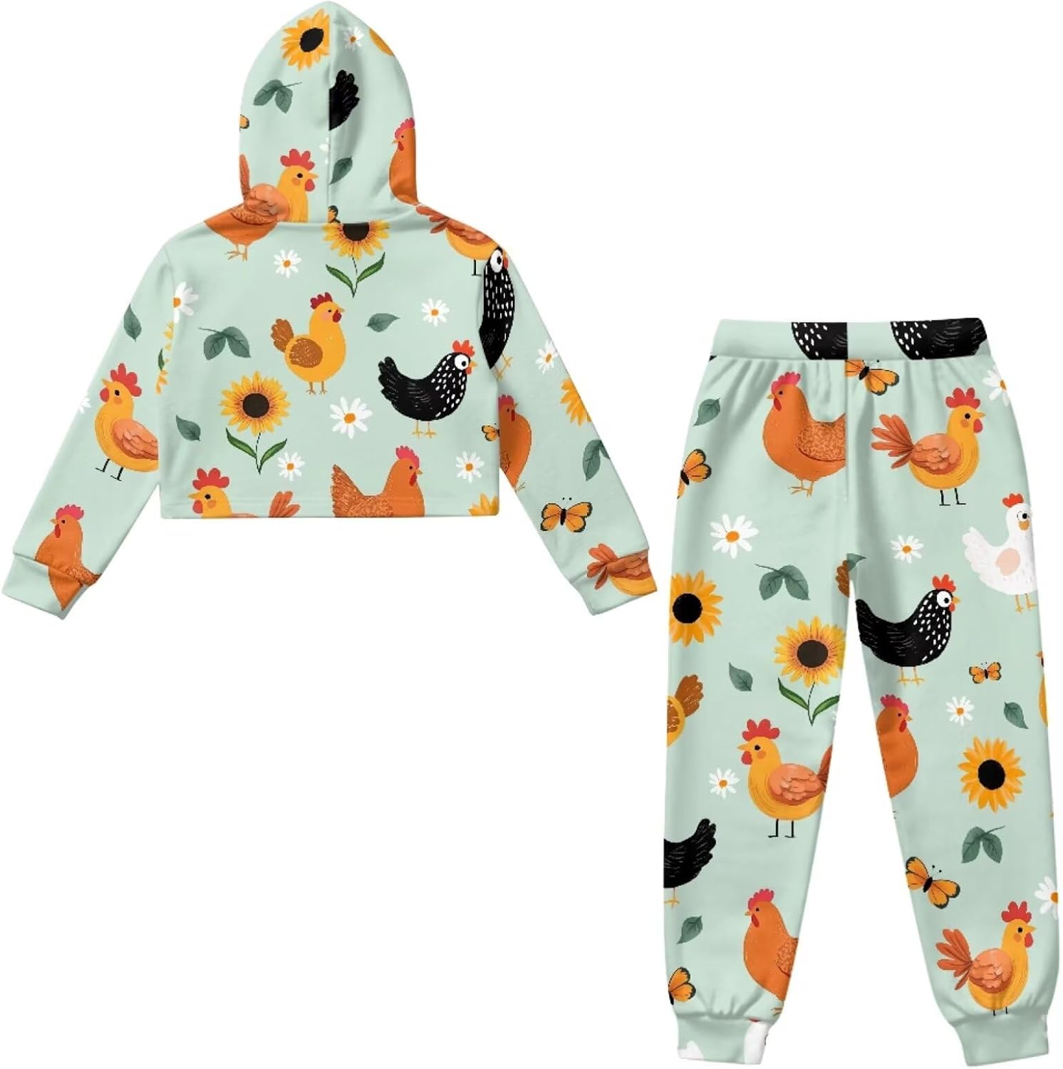 Girls 2 Pieces Sweatsuit Cropped Pullover Sweatshirt and Sweatpant for Kids Soft Lounge Set Athletic Clothing Sets