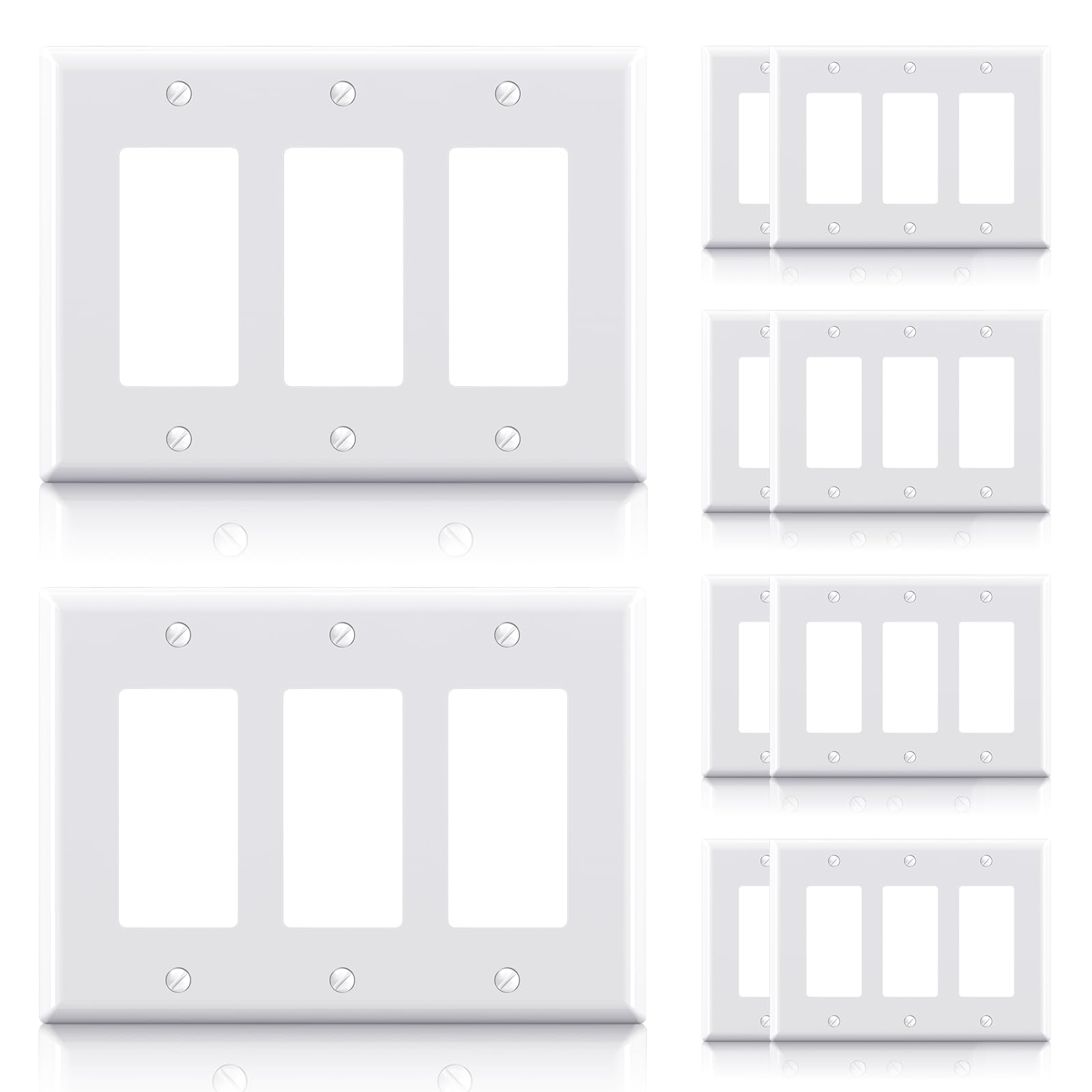 Plaque murale décorative à 3 voies ELEGRP blanche taille moyenne lot de 10