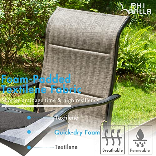 Phi Villa Swivel Patio Dining Chair With 42 Inch High Back, Padded Textilene Deep Seating Outdoor Chairs With Armrest & E-Coating Frame, All Weather-Resistant For Deck Lawn Garden thumb #2