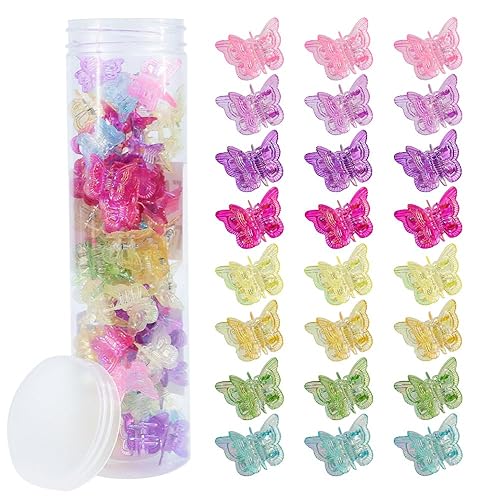 Miniatura 26 de AHONEY - 60 pinzas de mariposa mini para el cabello con caja de brillo, accesorios para el cabello estilo 90s Y2k para niñas y mujeres (Azul)